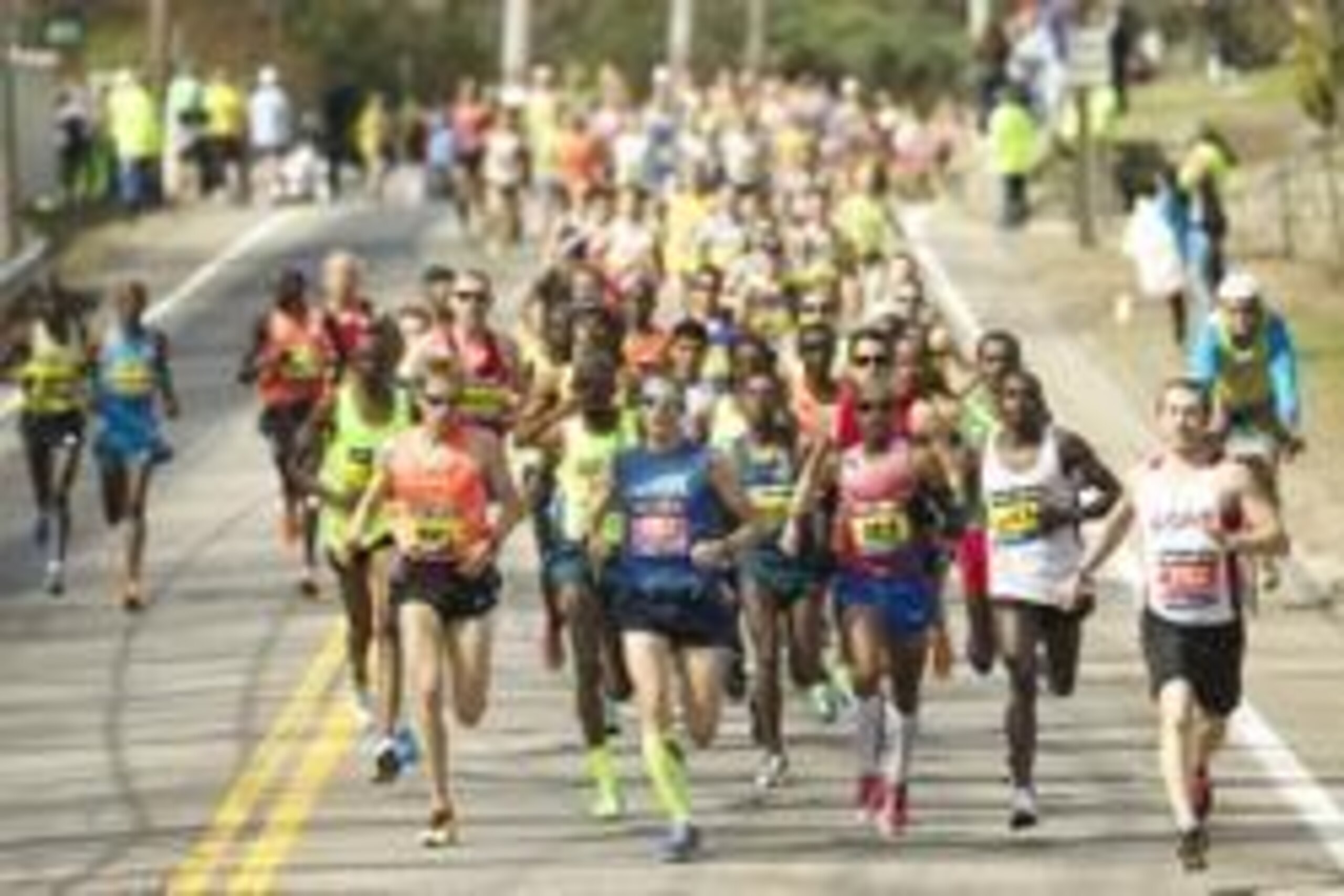 Apr 21, 2014; Boston, MA, USA; Elite runners including Ryan Hall and Meb Keflezighi race during the 2014 Boston Marathon. Mandatory Credit: David Butler II-USA TODAY Sports