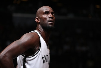 BROOKLYN, NY - MAY 10: Kevin Garnett #2 of the Brooklyn Nets during a game against the Miami Heat during Game Three of the Eastern Conference Semifinals on May 10, 2014 at Barclays Center in Brooklyn. NOTE TO USER: User expressly acknowledges and agrees t