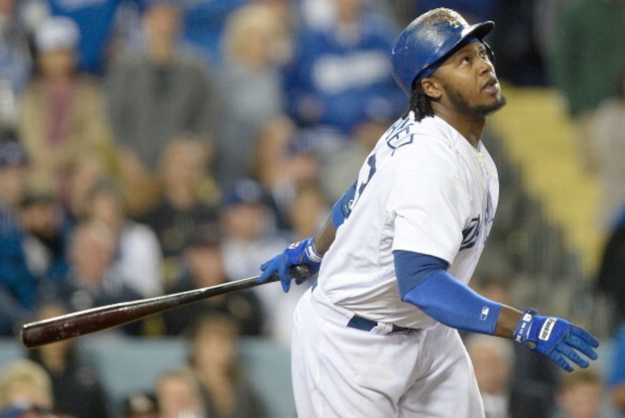 LOS ANGELES, CA - APRIL 18:  Hanley Ramirez #13 of the Los Angeles Dodgers at bat during the game against the Arizona Diamondbacks at Dodger Stadium on April 18, 2014 in Los Angeles, California.  (Photo by Harry How/Getty Images)