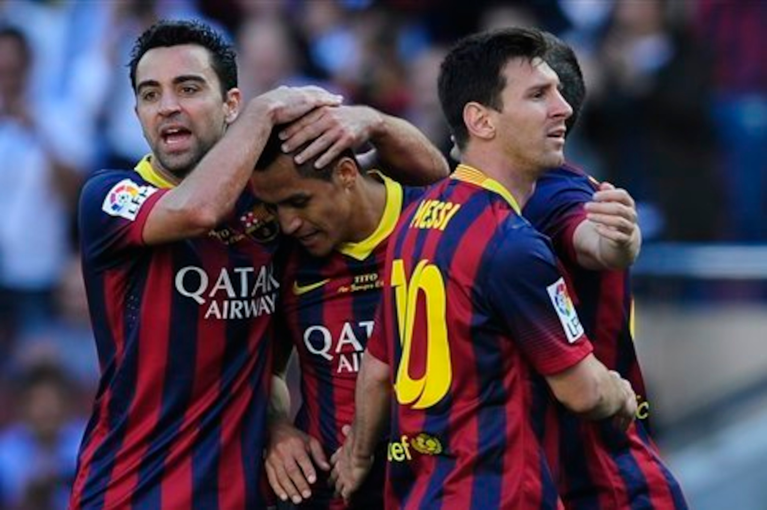 Xavi (left) could be Barca's next captain.