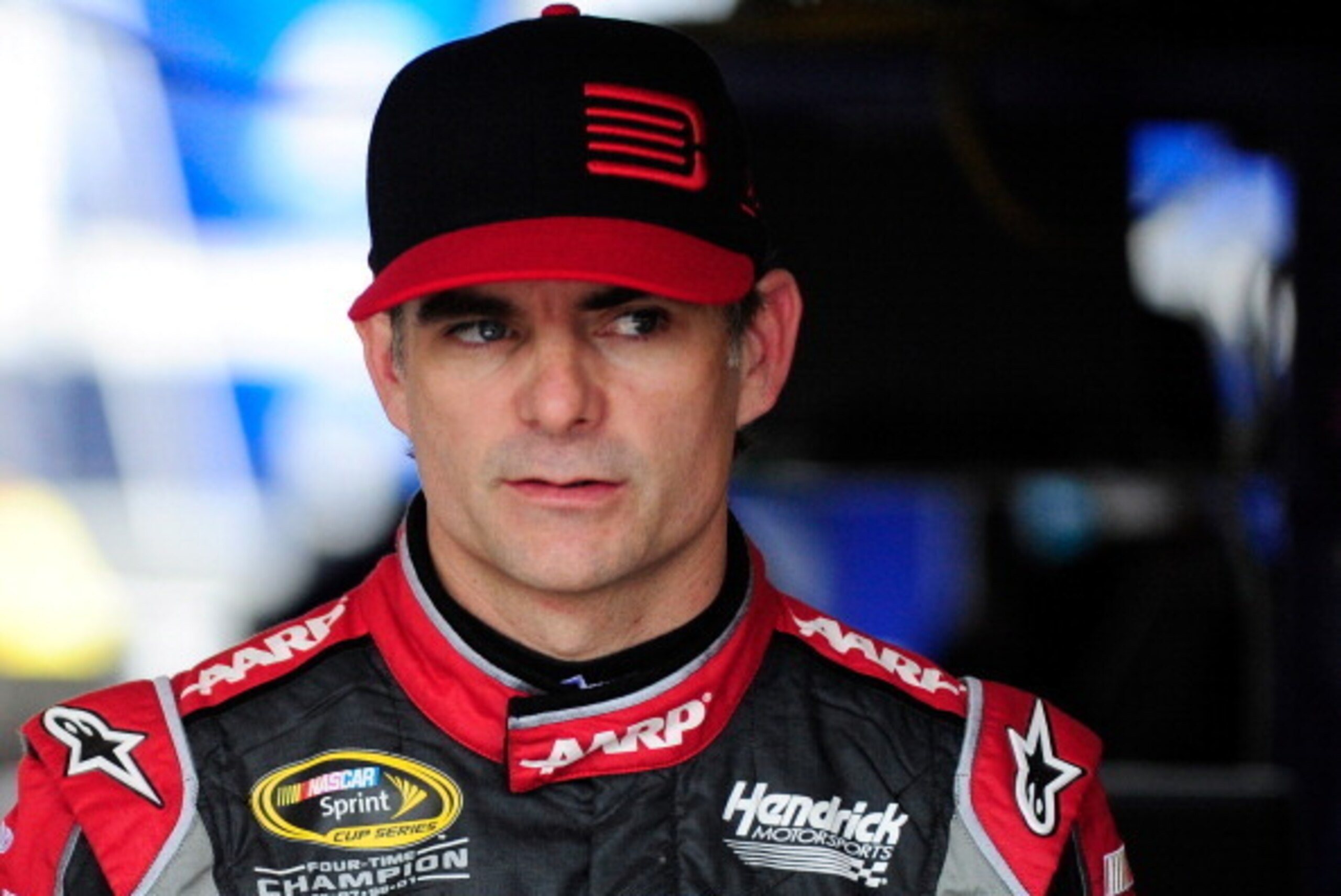 DARLINGTON, SC - APRIL 11: Jeff Gordon, driver of the #24 Drive To End Hunger Chevrolet, in the garage during practice for the NASCAR Sprint Cup Series Bojangles' Southern 500 at Darlington Raceway on April 11, 2014 in Darlington, South Carolina.  (Photo 