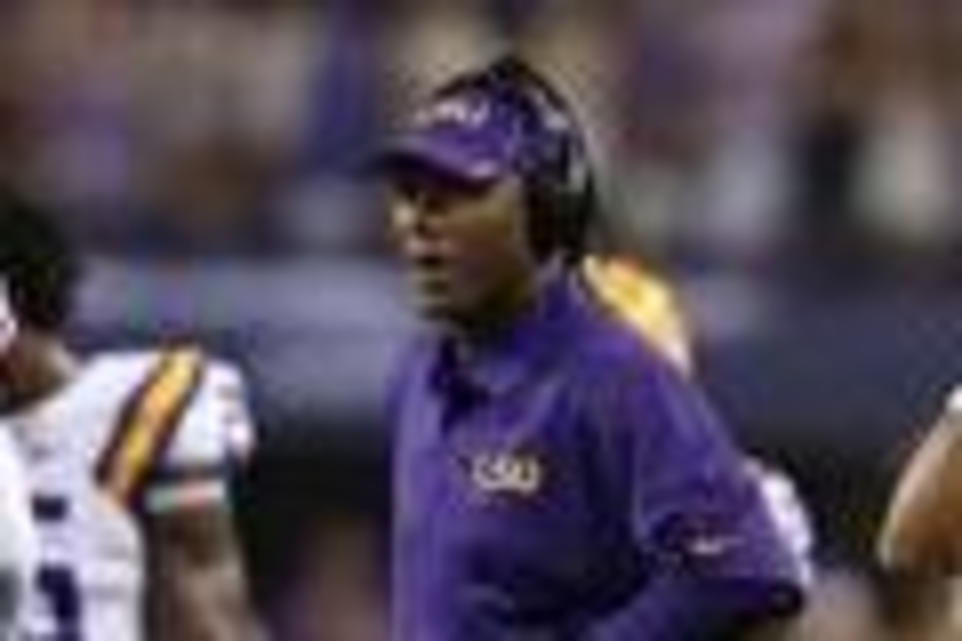 Aug 31, 2013; Arlington, TX, USA; LSU Tigers defensive backs coach Corey Raymond on the sidelines during the game against the Texas Christian Horned Frogs at AT&T Stadium. Mandatory Credit: Matthew Emmons-USA TODAY Sports