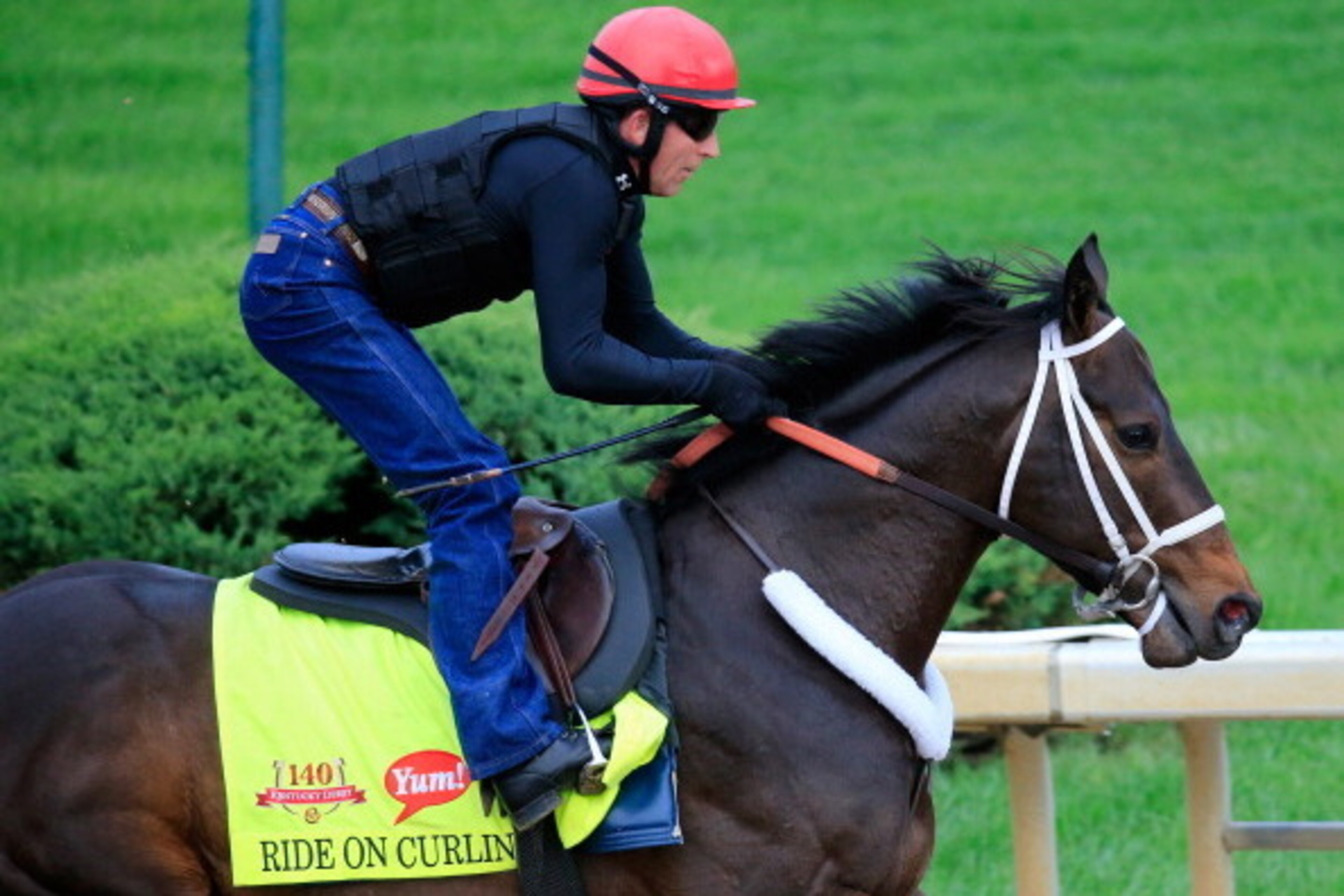 LOUISVILLE, KY - APRIL 30: Ride On Curlin ridden by Bryan Beccia during the morning exercise session in preparation for the 140th Kentucky Derby at Churchill Downs on April 30, 2014 in Louisville, Kentucky.  (Photo by Rob Carr/Getty Images)