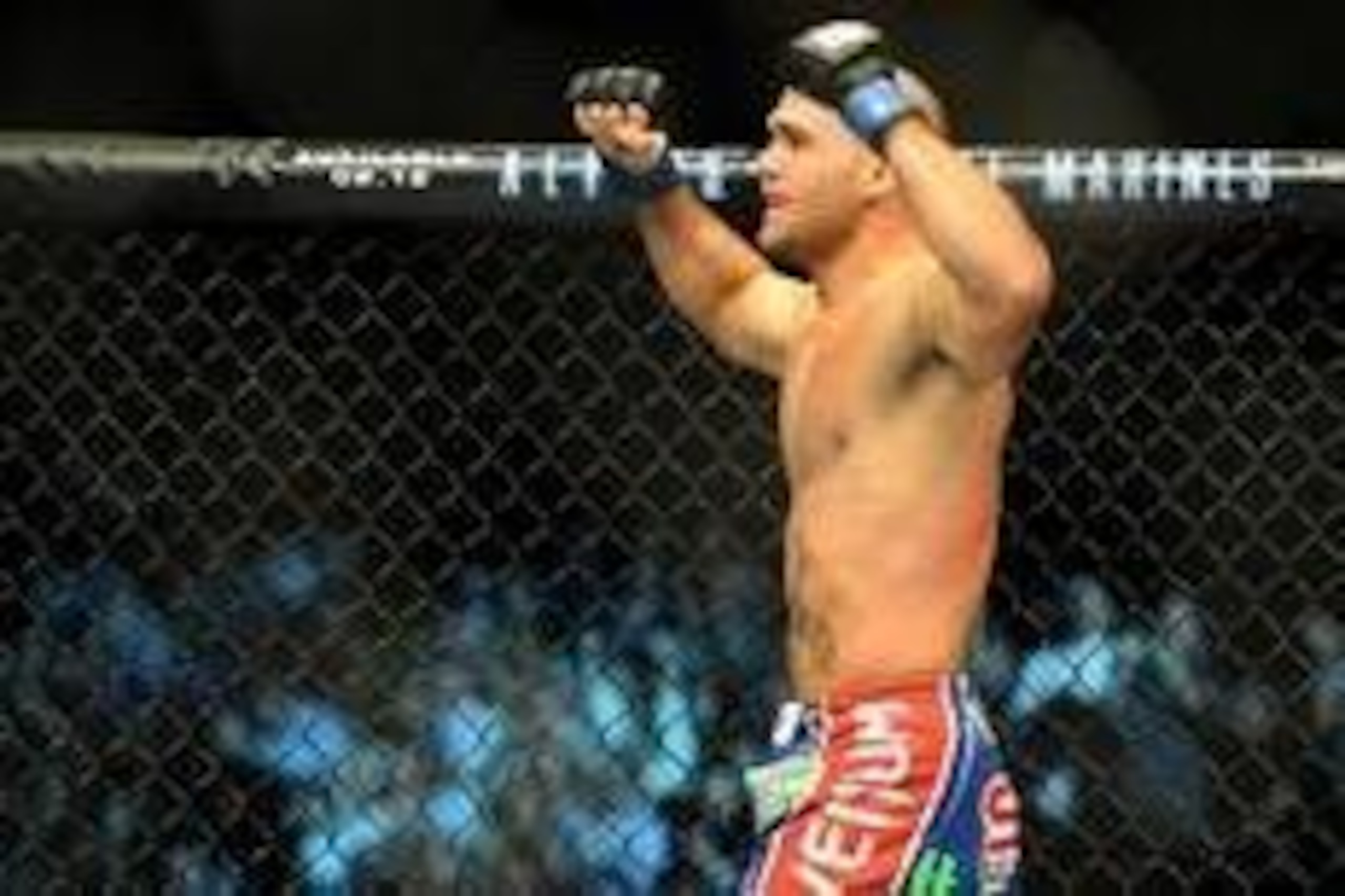 Feb 23, 2013; Anaheim, CA, USA;   Robbie Lawler celebrates his victory over Josh Koscheck (not pictured) after their UFC welterweight bout at the Honda Center. Mandatory Credit: Jayne Kamin-Oncea-USA TODAY Sports