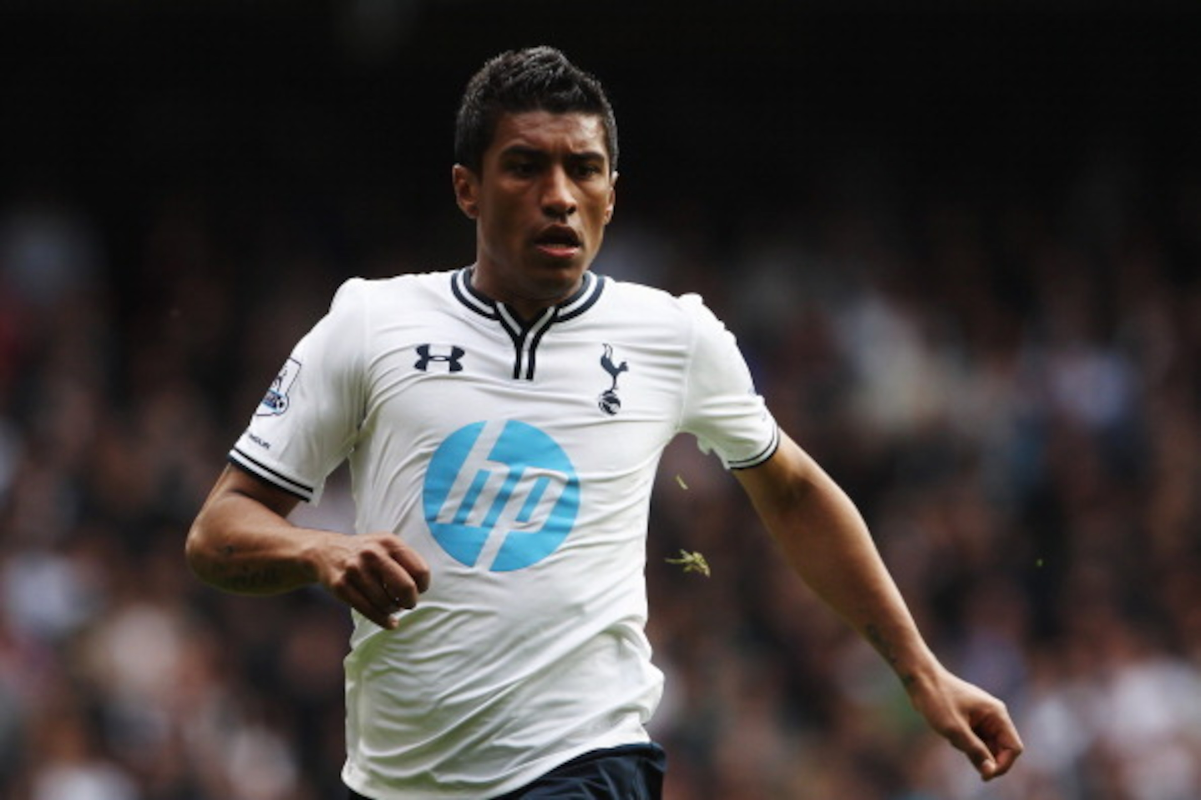 LONDON, ENGLAND - MAY 11:  Paulinho of Tottenham Hotspur in action during the Barclays Premier League match between Tottenham Hotspur and Aston Villa at White Hart Lane on May 11, 2014 in London, England.  (Photo by Clive Rose/Getty Images)