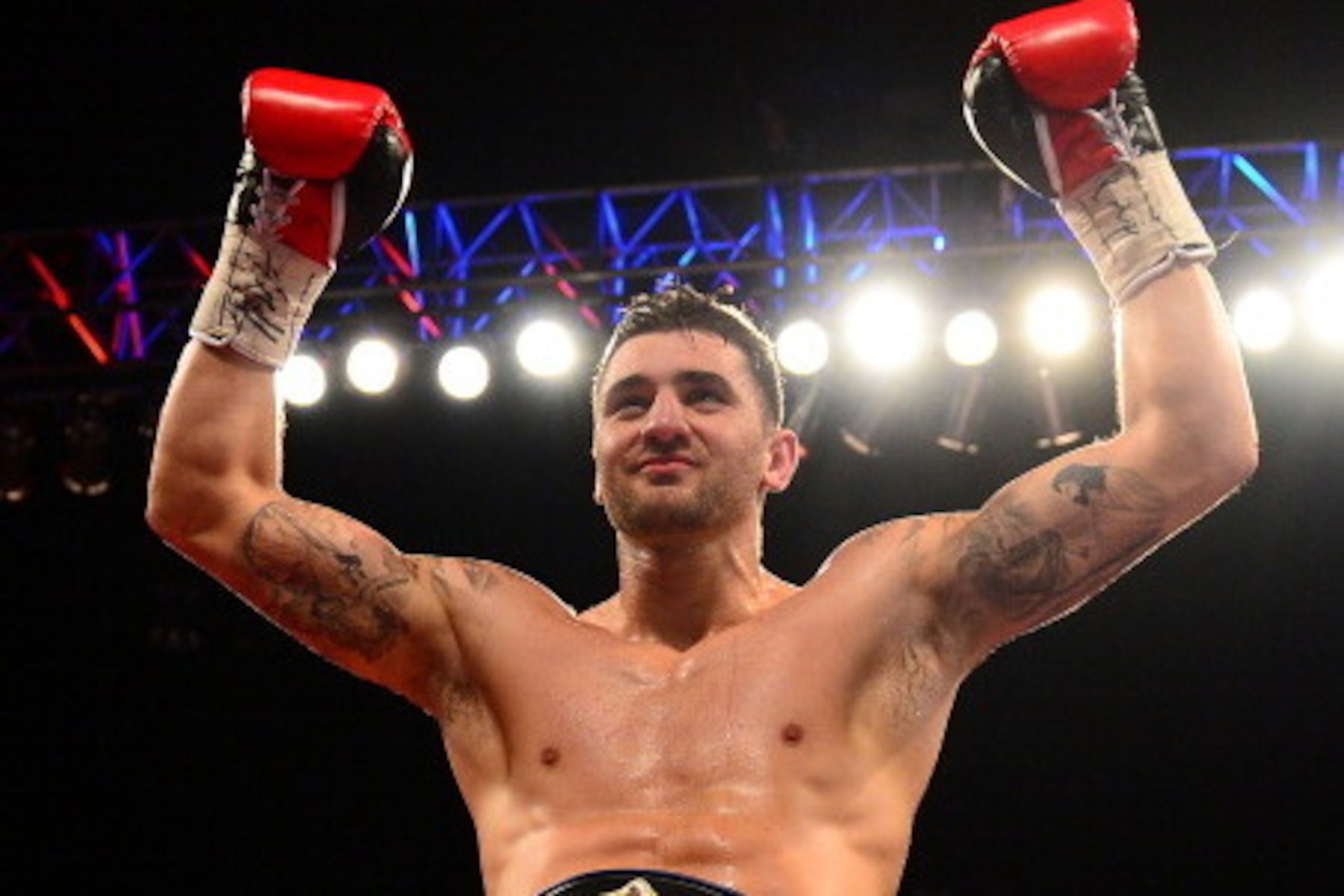 CARDIFF, WALES - MAY 17:  Nathan Cleverly celebrates his victory over Shaun Corbin after their WBA Inter-Continental Cruiserweight Title bout at the Motorpoint Arena on May 17, 2014 in Cardiff, Wales.  (Photo by Dan Mullan/Getty Images)