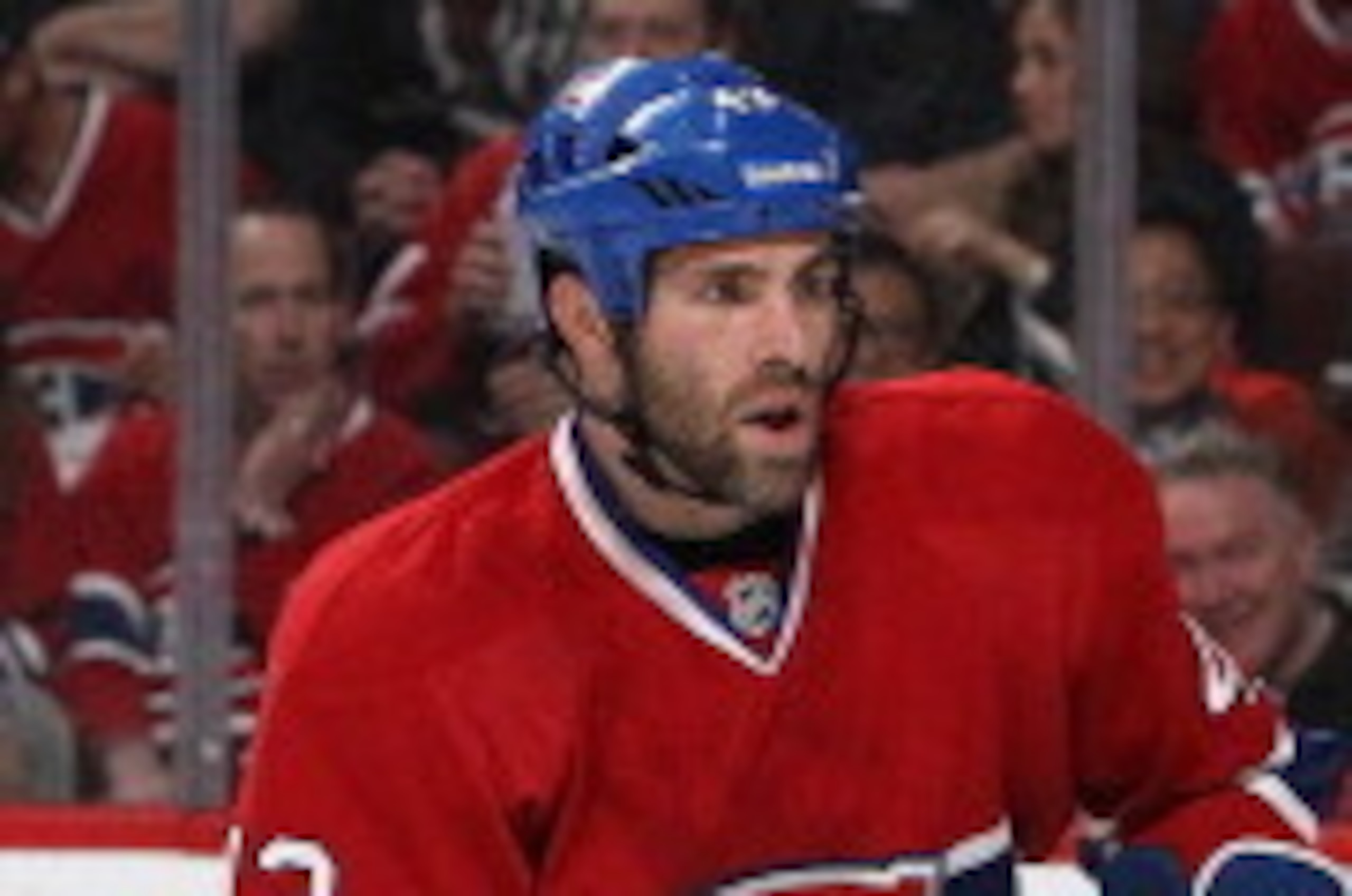 MONTREAL, QC - MAY 6: Mike Weaver #43 of the Montreal Canadiens skates against the Boston Bruins in Game Three of the Second Round of the 2014 NHL Stanley Cup Playoffs at the Bell Centre on May 6, 2014 in Montreal, Quebec, Canada. (Photo by Francois Lapla