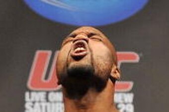 LAS VEGAS - MAY 28:  UFC fighter Quinton 'Rampage' Jackson weighs in for his fight against UFC fighter Rashad Evans at UFC 114: Rampage versus Rashad at the Mandalay Bay Hotel on May 28, 2010 in Las Vegas, Nevada.  (Photo by Jon Kopaloff/Getty Images)