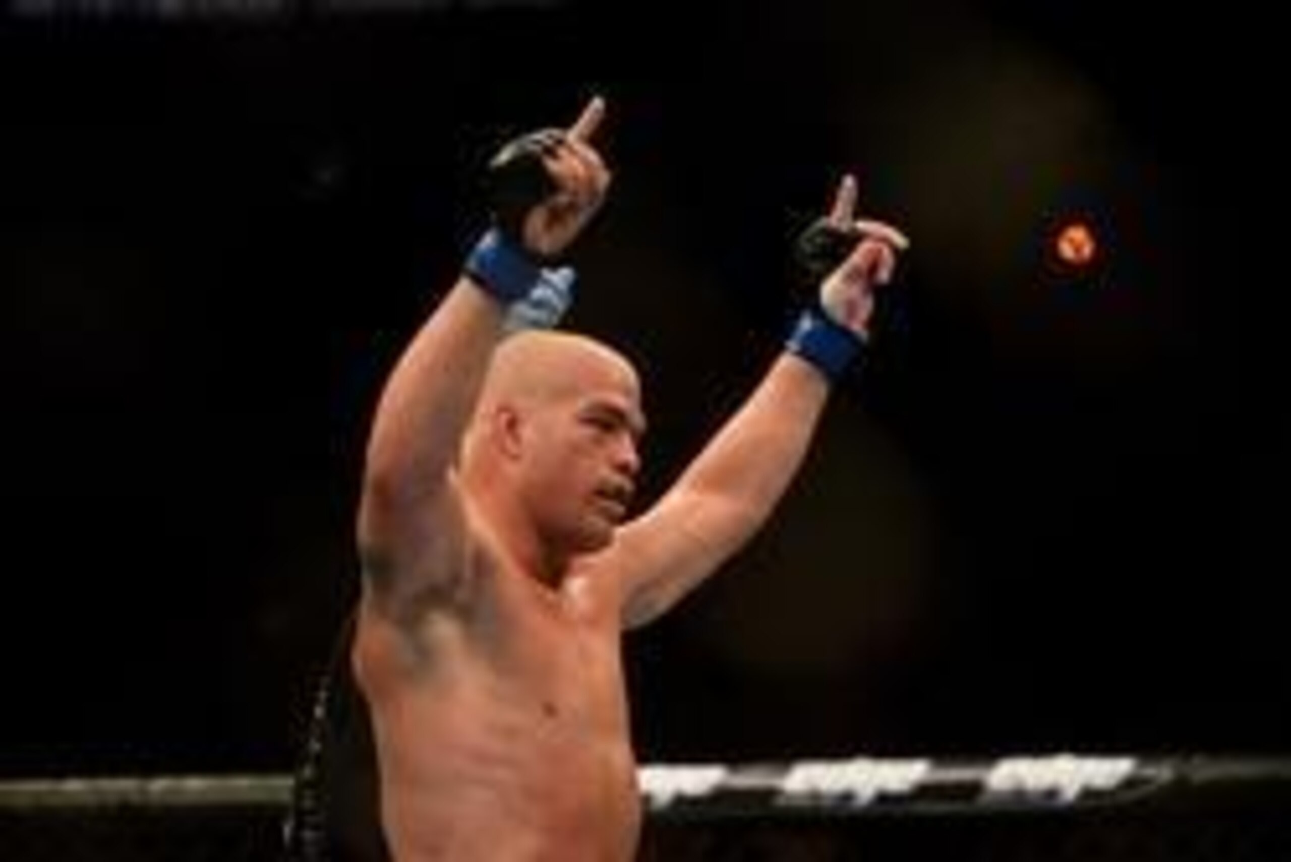 Jul. 7, 2012; Las Vegas, NV, USA; UFC fighter Tito Ortiz reacts following his light heavyweight bout in UFC 148 at the MGM Grand Garden Arena. Ortiz retired following the fight. Mandatory Credit: Mark J. Rebilas-USA TODAY Sports