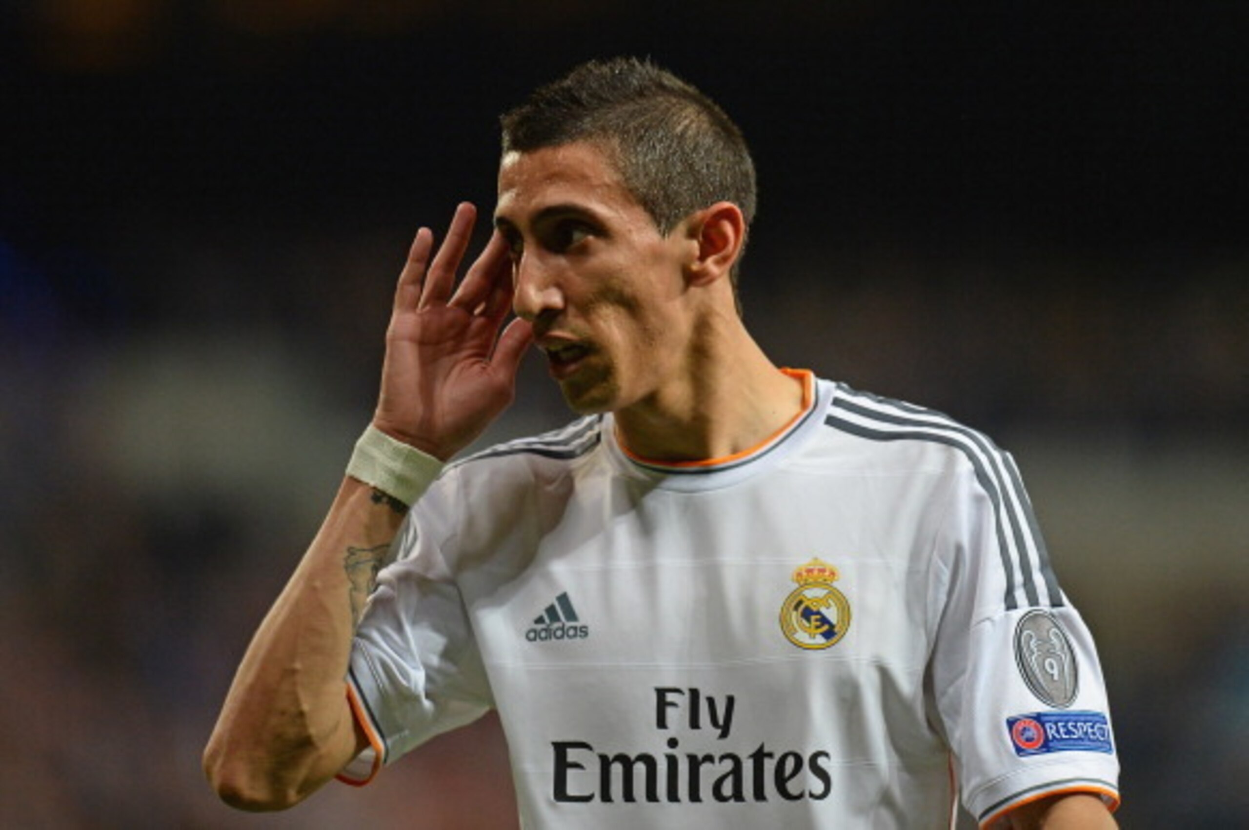 MADRID, SPAIN - APRIL 23: Angel Di Maria of Real Madrid in action during the UEFA Champions League semi-final first leg match between Real Madrid and FC Bayern Muenchen at the Estadio Santiago Bernabeu on April 23, 2014 in Madrid, Spain. (Photo by Mike MADRID, SPAIN - APRIL 23: Angel Di Maria of Real Madrid in action during the UEFA Champions League semi-final first leg match between Real Madrid and FC Bayern Muenchen at the Estadio Santiago Bernabeu on April 23, 2014 in Madrid, Spain. (Photo by Mike