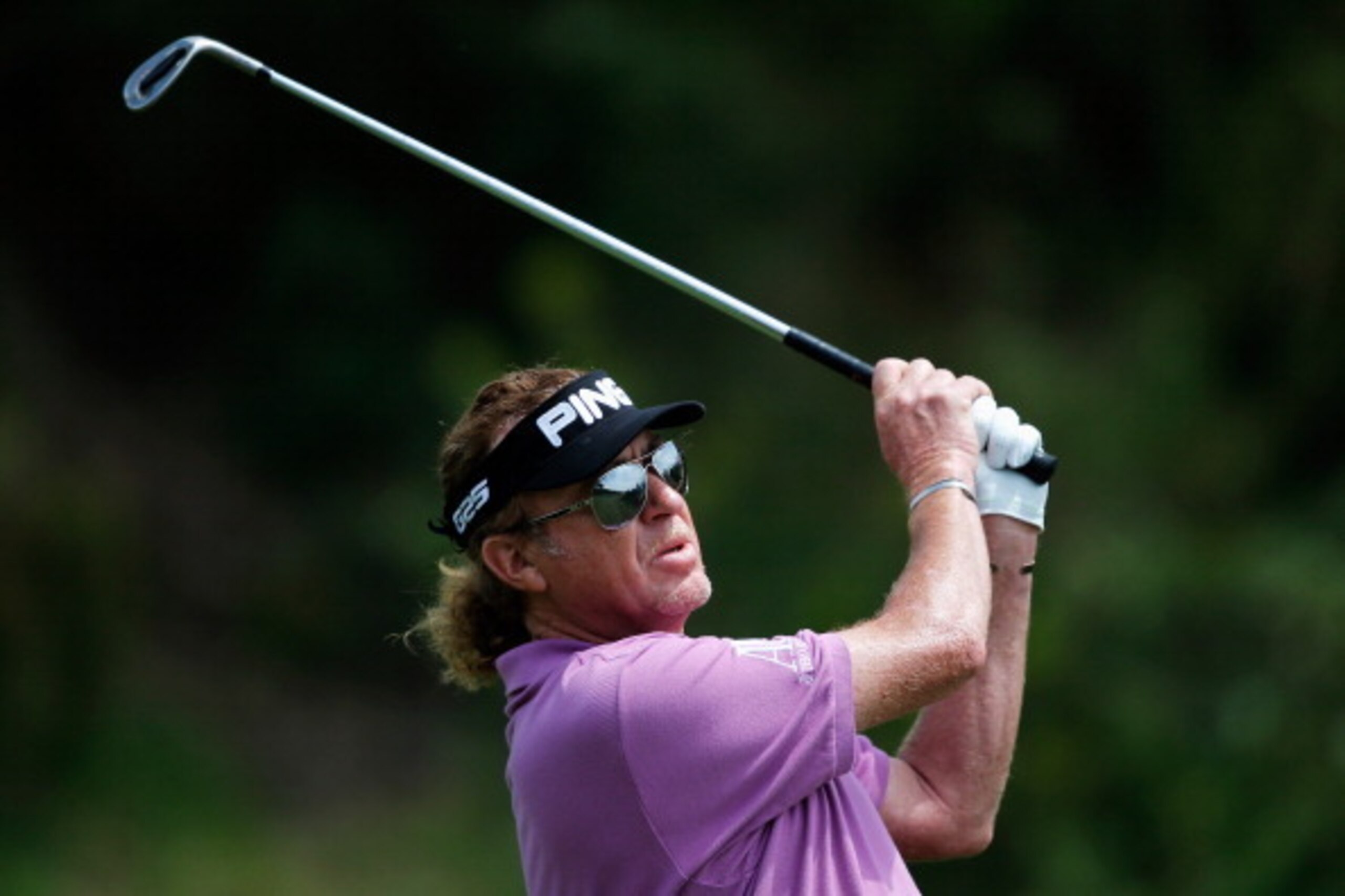 GIRONA, SPAIN - MAY 18:  Miguel Angel Jimenez of Spain hits his second shot on the 1st hole during the final round of the Open de Espana held at PGA Catalunya Resort on May 18, 2014 in Girona, Spain.  (Photo by Dean Mouhtaropoulos/Getty Images)