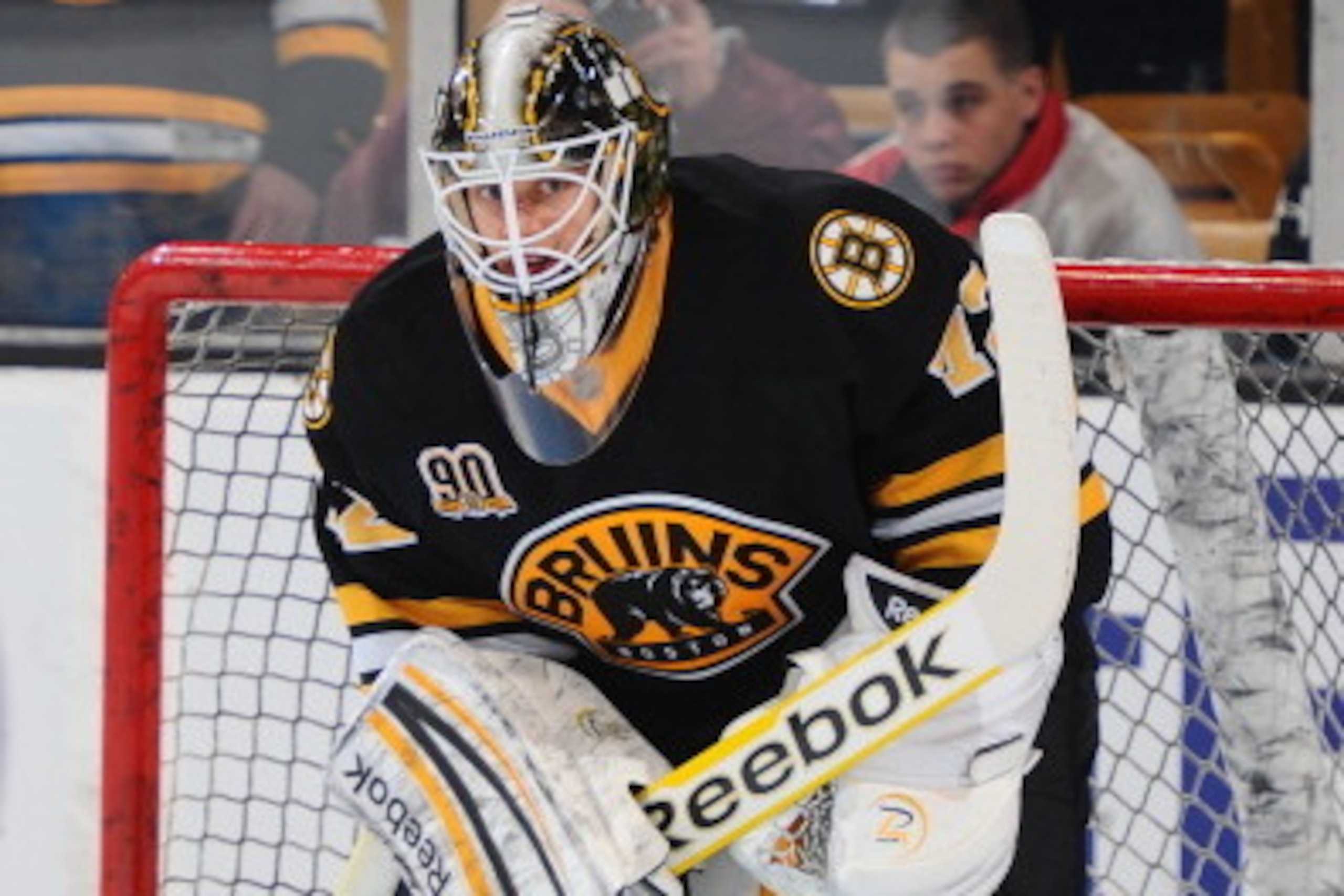 BOSTON, MA - DECEMBER 27: Niklas Svedberg #71 of the Boston Bruins during warm ups prior to the game against the Ottawa Senators at the TD Garden on December 27, 2013 in Boston, Massachusetts.  (Photo by Steve Babineau/NHLI via Getty Images)