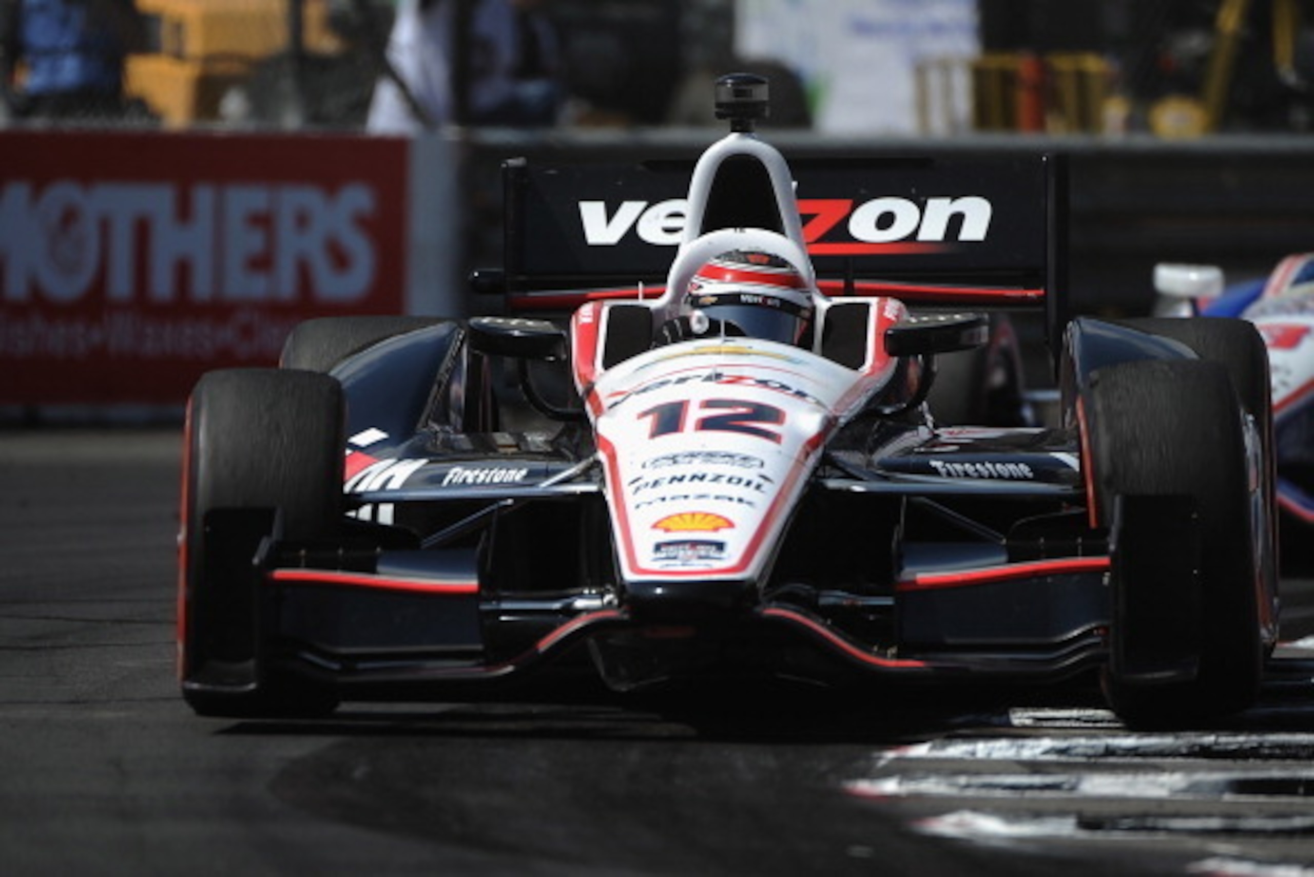 LONG BEACH, CA - APRIL 13:  Will Power of Australia, driver of the #12 Team Penske Dallara Chevrolet, on the track during of the Verizon IndyCar Series Toyota Grand Prix of Long Beach on April 13, 2014 on the streets of Long Beach, California.  (Photo by 