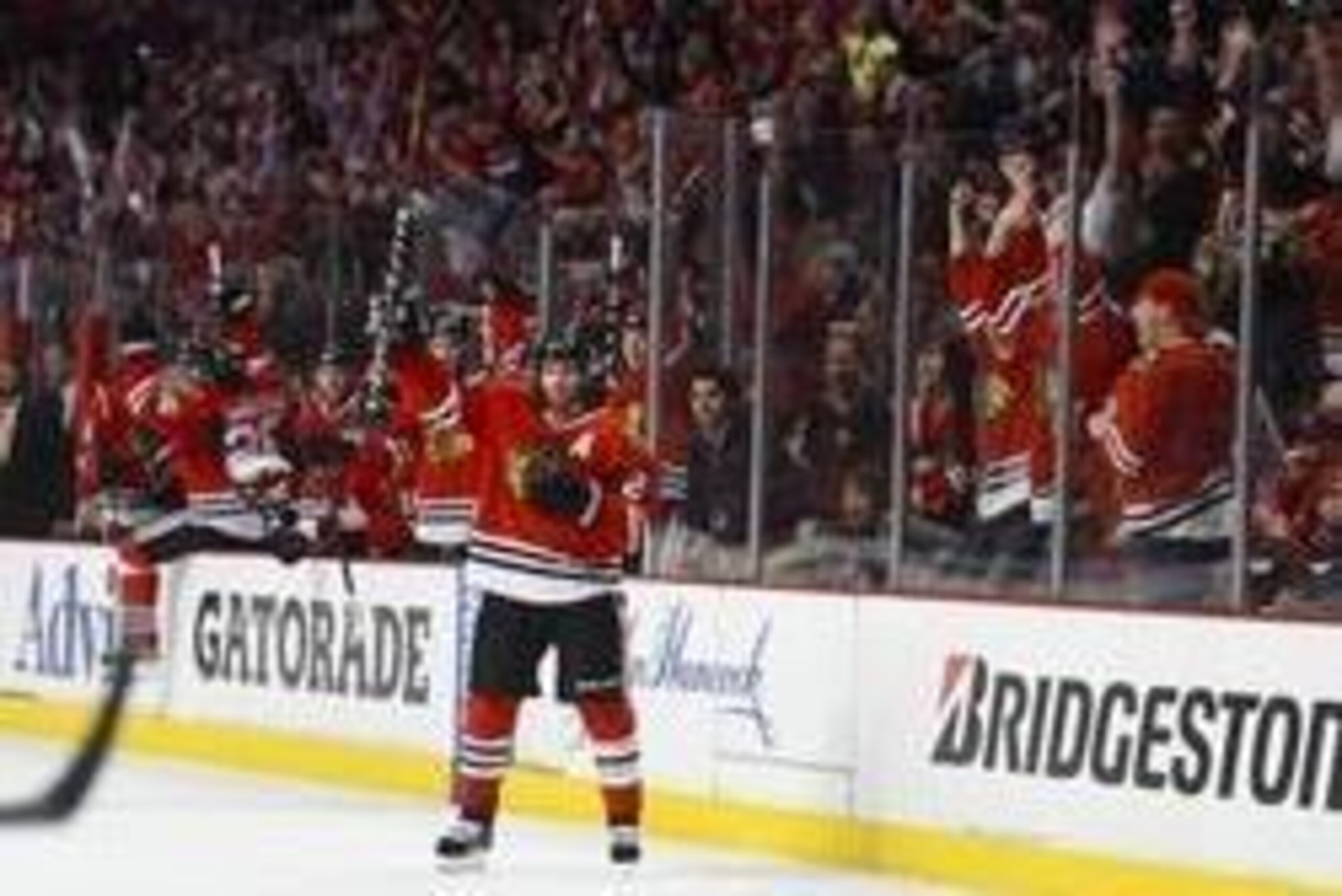 May 18, 2014; Chicago, IL, USA; Chicago Blackhawks defenseman Duncan Keith (2) reacts after scoring a goal against the Los Angeles Kings during the second period in game one of the Western Conference Final of the 2014 Stanley Cup Playoffs at United Center