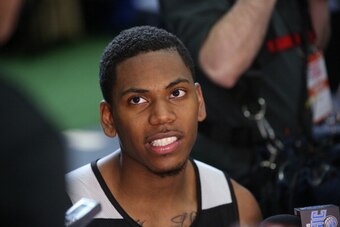 CHICAGO, IL - May 15:  NBA draft prospect Glenn Robinson III participates in media circuit during the 2014 Draft Combine on May 15, 2014 at Quest Multisport in Chicago, Illinois. NOTE TO USER:  User expressly acknowledges and agrees that, by downloading a