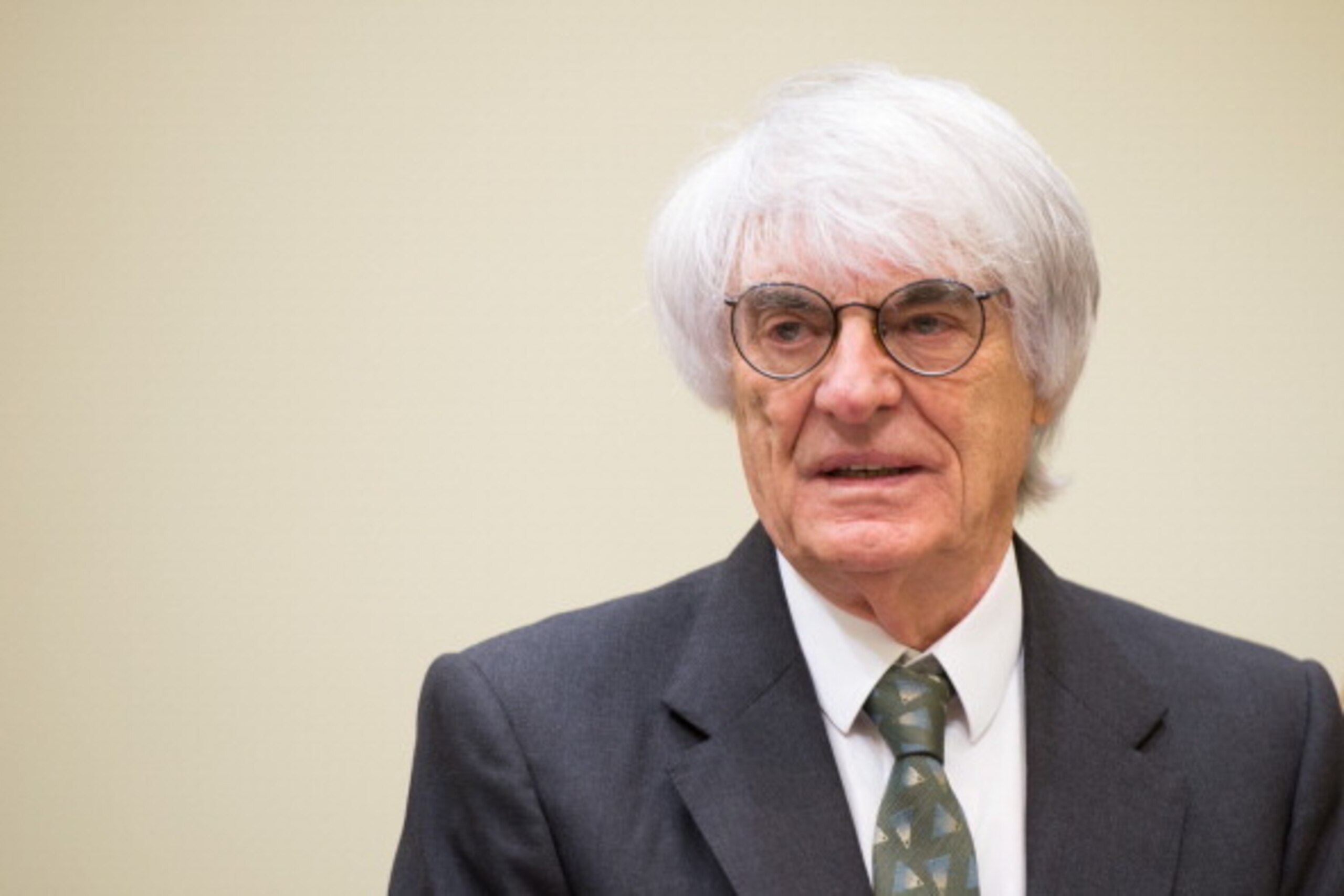 MUNICH, GERMANY - MAY 14: Bernie Ecclestone, the 83-year-old controlling business magnate of Formula One racing, attends his trial for bribery on May 14, 2014 in Munich, Germany. Ecclestone is accused of bribing BayernLB bank employee Gerhard Gribkowsky t