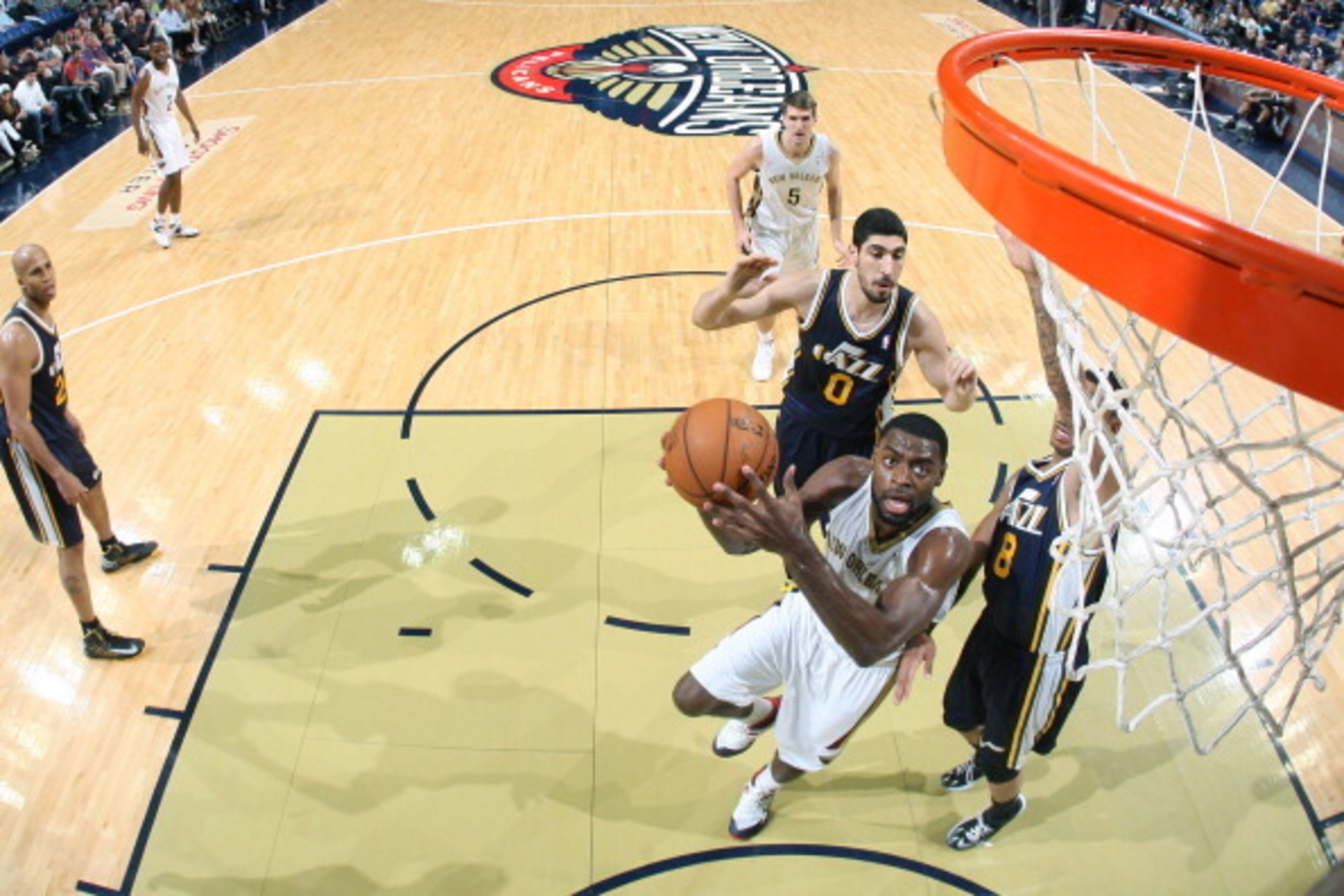 NEW ORLEANS, LA - MARCH 28: Tyreke Evans #1 of the New Orleans Pelicans goes to the basket against the Utah Jazz on March 28, 2014 at the Smoothie King Center in New Orleans, Louisiana. NOTE TO USER: User expressly acknowledges and agrees that, by downloa
