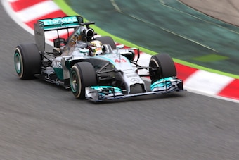 MONTMELO, SPAIN - MAY 11:  Lewis Hamilton of Great Britain and Mercedes GP drives during the Spanish Formula One Grand Prix at Circuit de Catalunya on May 11, 2014 in Montmelo, Spain.  (Photo by Clive Mason/Getty Images)