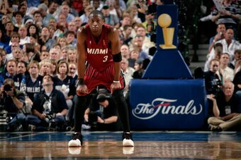 DALLAS - JUNE 20:  Dwyane Wade #3 of the Miami Heat is seen on court against the Dallas Mavericks during Game Six of the 2006 NBA Finals June 20, 2006 at American Airlines Center in Dallas, Texas. NOTE TO USER: User expressly acknowledges and agrees that,