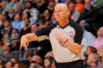 DENVER, CO - JANUARY 15:  Referee Joey Crawford oversees the action between the Portland Trail Blazers and the Denver Nuggets at the Pepsi Center on January 15, 2013 in Denver, Colorado. The Nuggets defeated the Trail Blazers 115-111 in overtime. NOTE TO 
