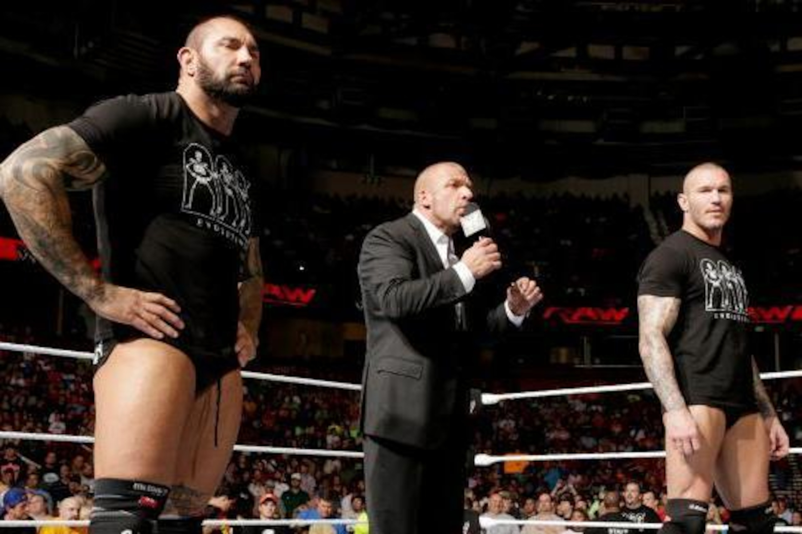 Batista, Triple H and Randy Orton