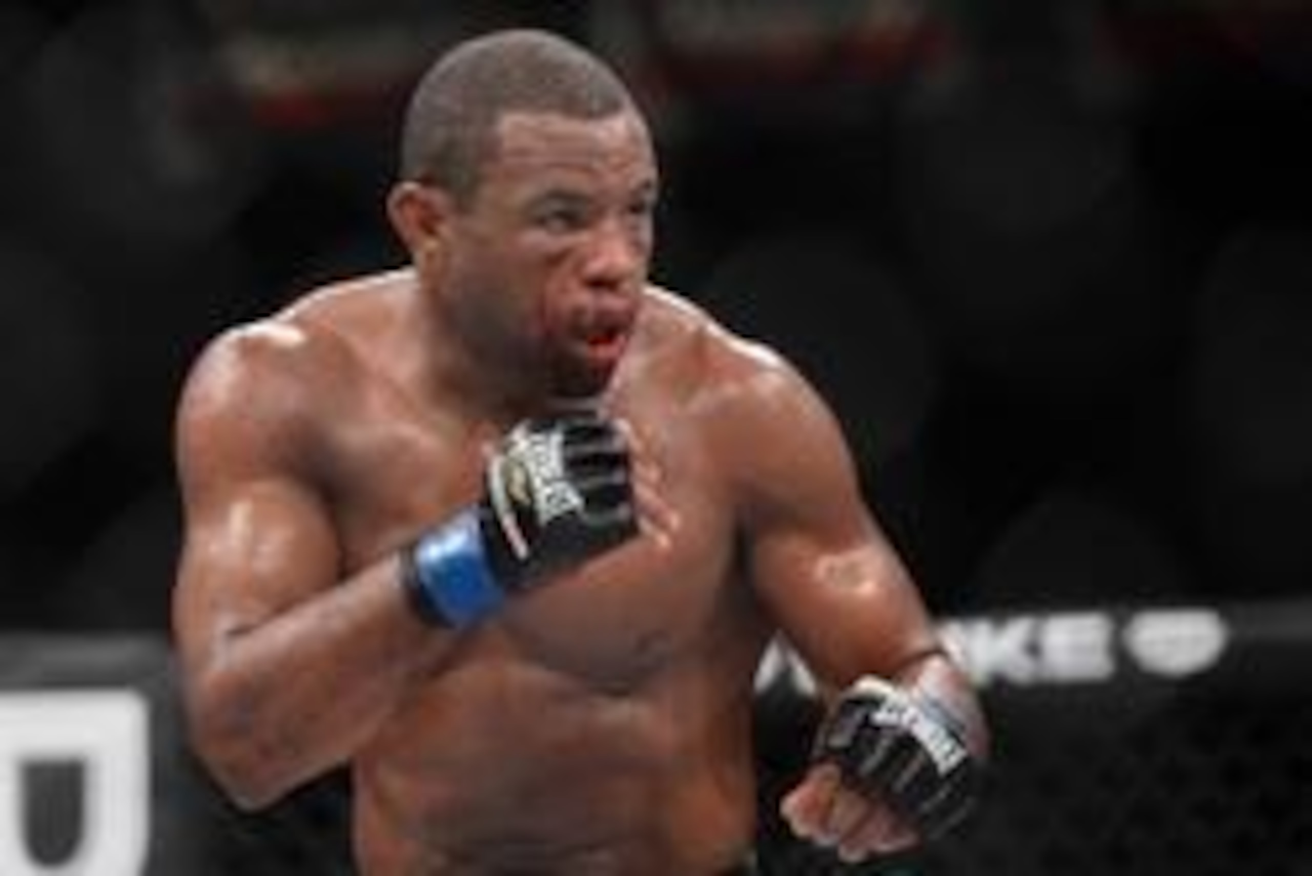 Nov 2, 2013; Long Beach, CA, USA;   Emanuel Newton (blue gloves) during his Bellator Interim Light Heavyweight World Title Fight against Muhammed Lawal (not pictured) at the Long Beach Arena.  Newton won. Mandatory Credit: Jayne Kamin-Oncea-USA TODAY Spor