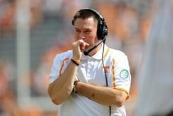Sep 28, 2013; Knoxville, TN, USA; Tennessee Volunteers head coach Butch Jones during the second half against the South Alabama Jaguars at Neyland Stadium. Tennessee won 31 to 24. Mandatory Credit: Randy Sartin-USA TODAY Sports