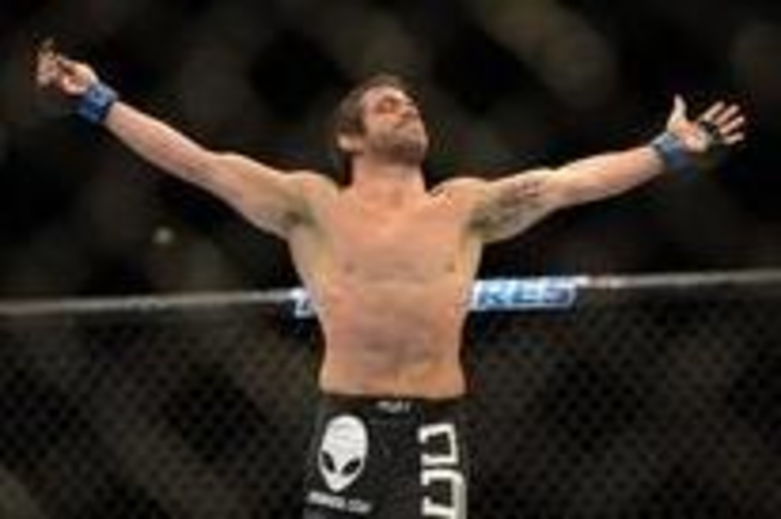 May 26, 2012; Las Vegas, NV, USA; Jamie Varner (pictured) celebrates during his fight against Edson Barboza (not pictured) during UFC 146 at the MGM Grand Garden event center. Mandatory Credit: Ron Chenoy-USA TODAY Sports