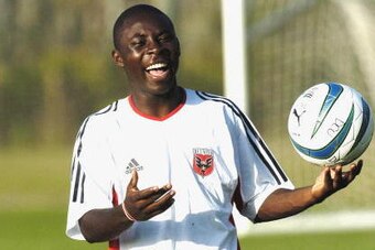 Fourteen-year-old Freddy Adu practices with D.C. United soccer team February 11, 2004 at Bradenton,  Florida. (Photo by A. Messerschmidt/MLS)