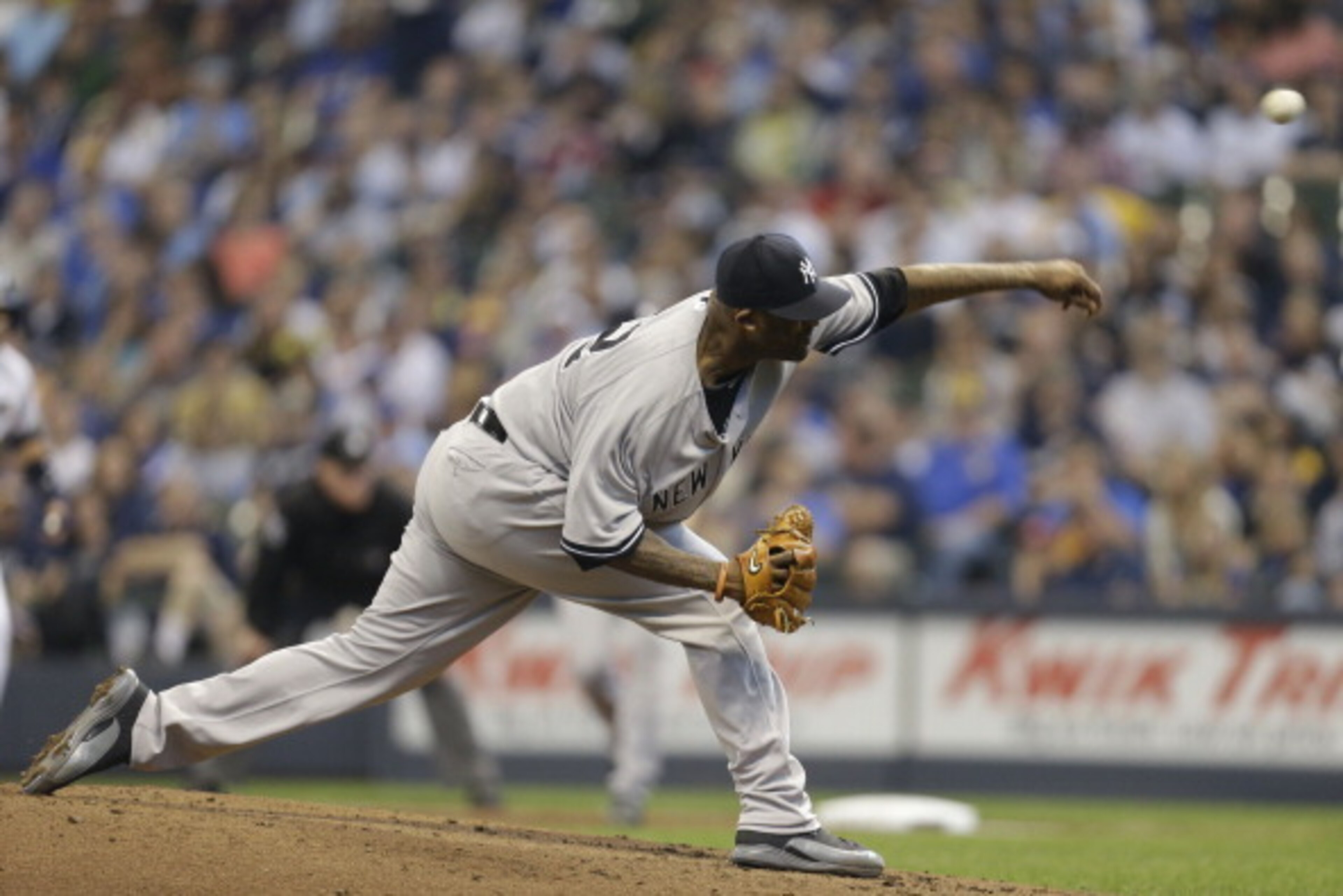MILWAUKEE, WI - MAY 10: C.C. Sabathia of the New York Yankees pitches in the bottom of the first inning against the Milwaukee Brewers during the Interleague game at Miller Park on May 10, 2014 in Milwaukee, Wisconsin. (Photo by Mike McGinnis/Getty Images) MILWAUKEE, WI - MAY 10: C.C. Sabathia of the New York Yankees pitches in the bottom of the first inning against the Milwaukee Brewers during the Interleague game at Miller Park on May 10, 2014 in Milwaukee, Wisconsin. (Photo by Mike McGinnis/Getty Images)