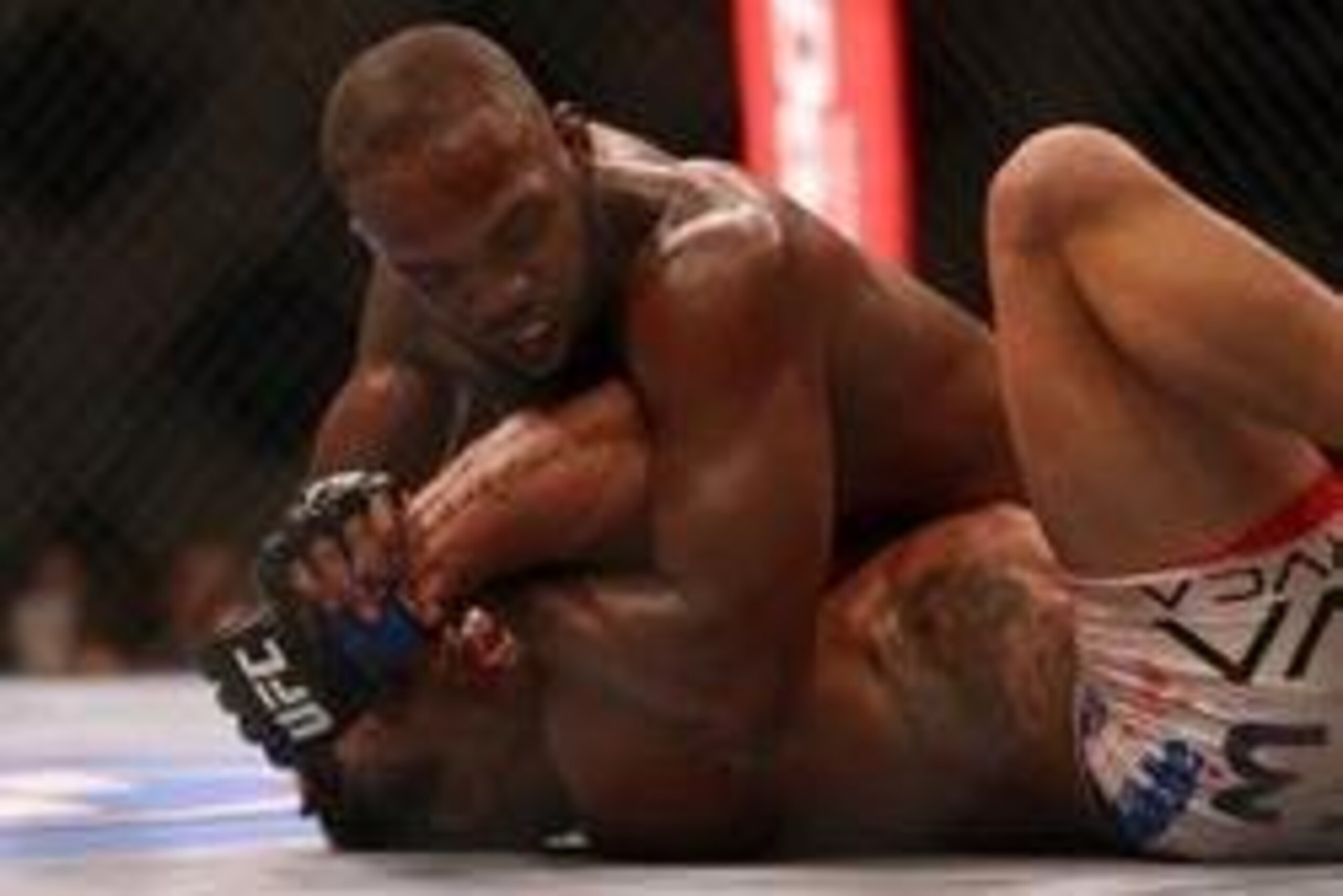 September 22, 2012; Toronto, ON, CANADA; Jon Jones defeats Vitor Belfort on this pin in the light heavyweight championship during UFC 152 at the Air Canada Centre. Mandatory Credit: Tom Szczerbowski-USA TODAY Sports