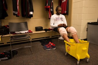 INDIANAPOLIS, IN - MARCH 26:  Dwyane Wade #3 of the Miami Heat gets ready before the game against the Indiana Pacers on March 26, 2014 at Bankers Life Fieldhouse in Indianapolis, IN.  NOTE TO USER: User expressly acknowledges and agrees that, by downloadi