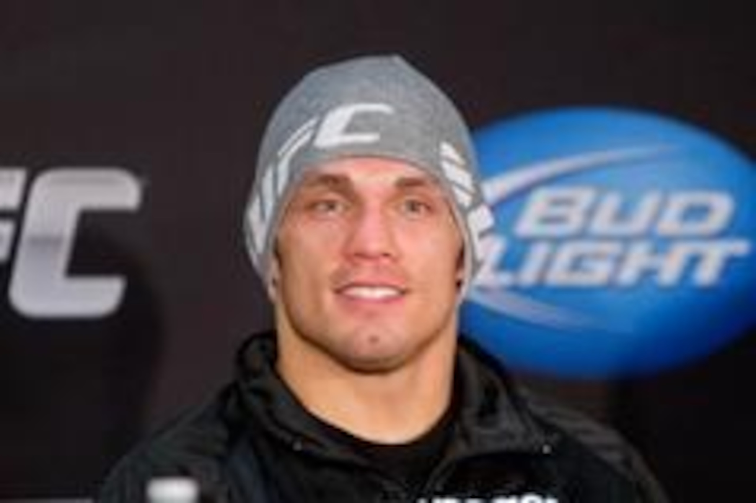 Oct 5, 2012; Minneapolis, MN, USA; Jake Ellenberger talks with the media after his bout with Jay Hieron (not pictured) at the UFC on FX 5 at the Target Center. Mandatory Credit: Bruce Kluckhohn-USA TODAY Sports