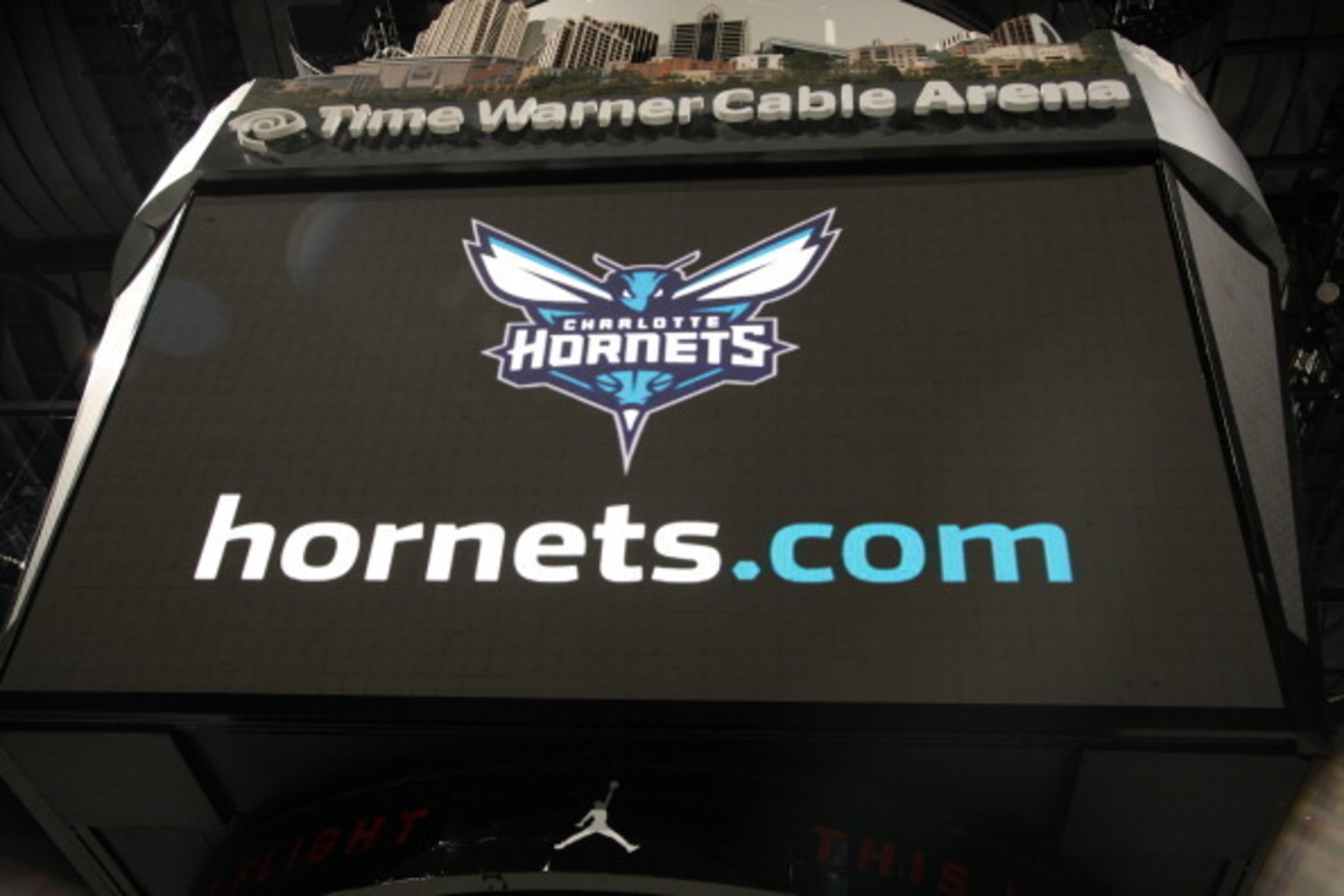 CHARLOTTE, NC - MAY 20, 2014:  Charlotte Hornets President and COO Fred Whitfield and Executive Vice President and Chief sales and Marketing Officer Pete Guelli announce the official team name change to the Charlotte Hornets and upcoming Hornets re-brandi