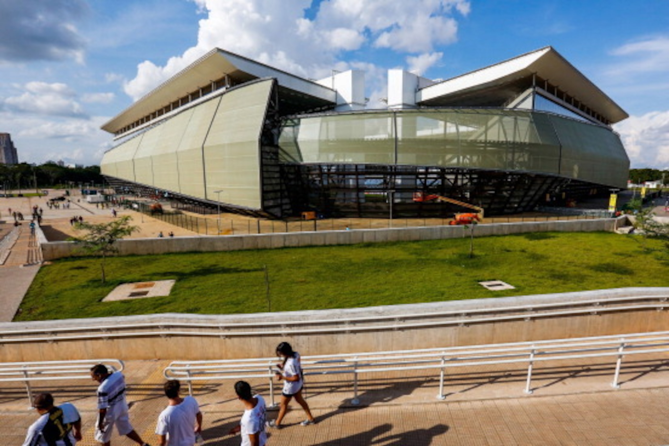 CUIABA, BRAZIL - MAY 18: A general view of the exterior of the Arena Pantanal Stadium before the match between Santos and Atletico MG  for the Brazilian Series A 2014 at Arena Pantanal stadium on May 18, 2014 in Cuiaba, Brazil. The Arena Pantanal stadium 