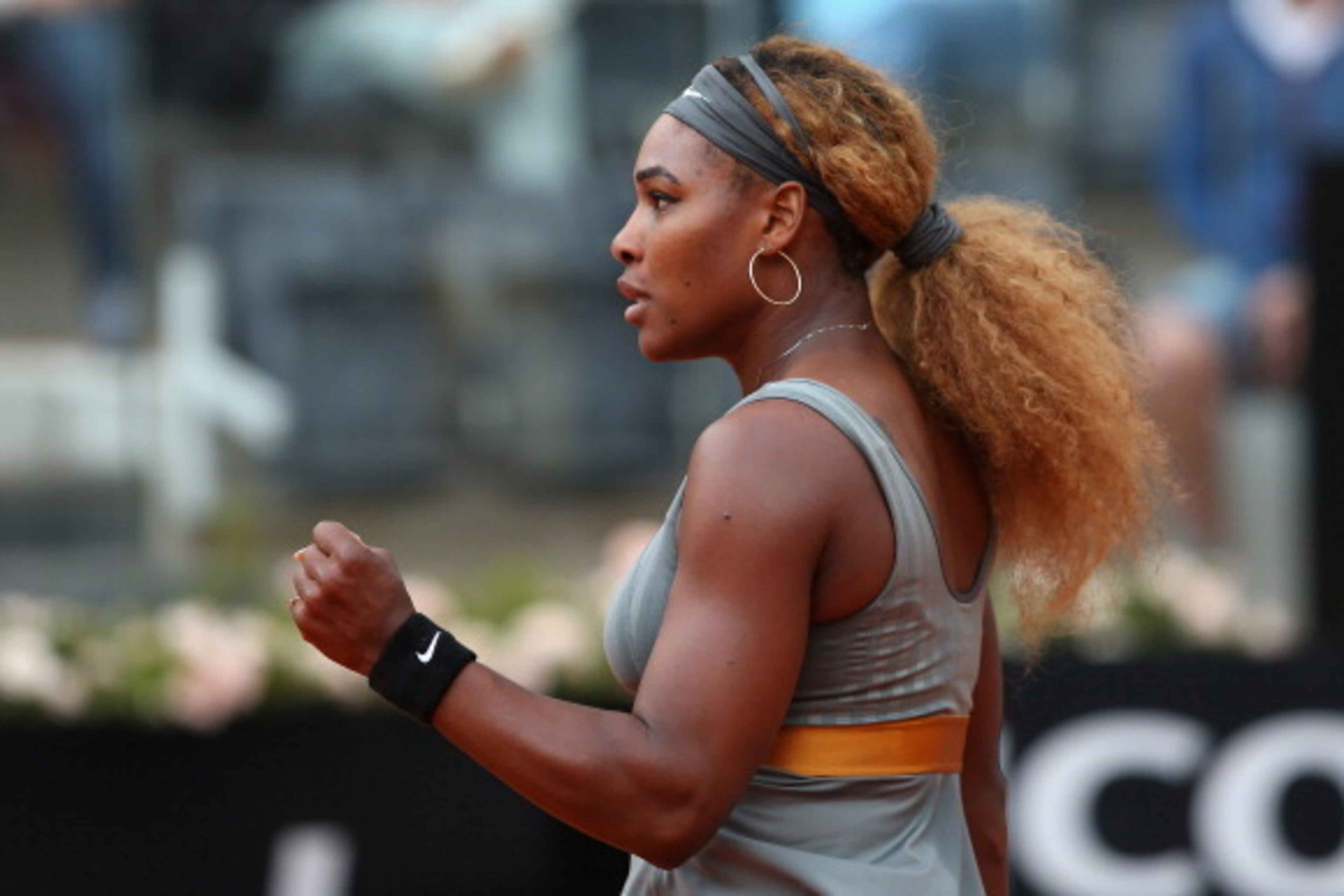 ROME, ITALY - MAY 14:  Serena Williams of USA celebrates defeating Andrea Petkovic of Germany during day four of the Internazionali BNL d'Italia tennis 2014 on May 14, 2014 in Rome, Italy.  (Photo by Julian Finney/Getty Images)