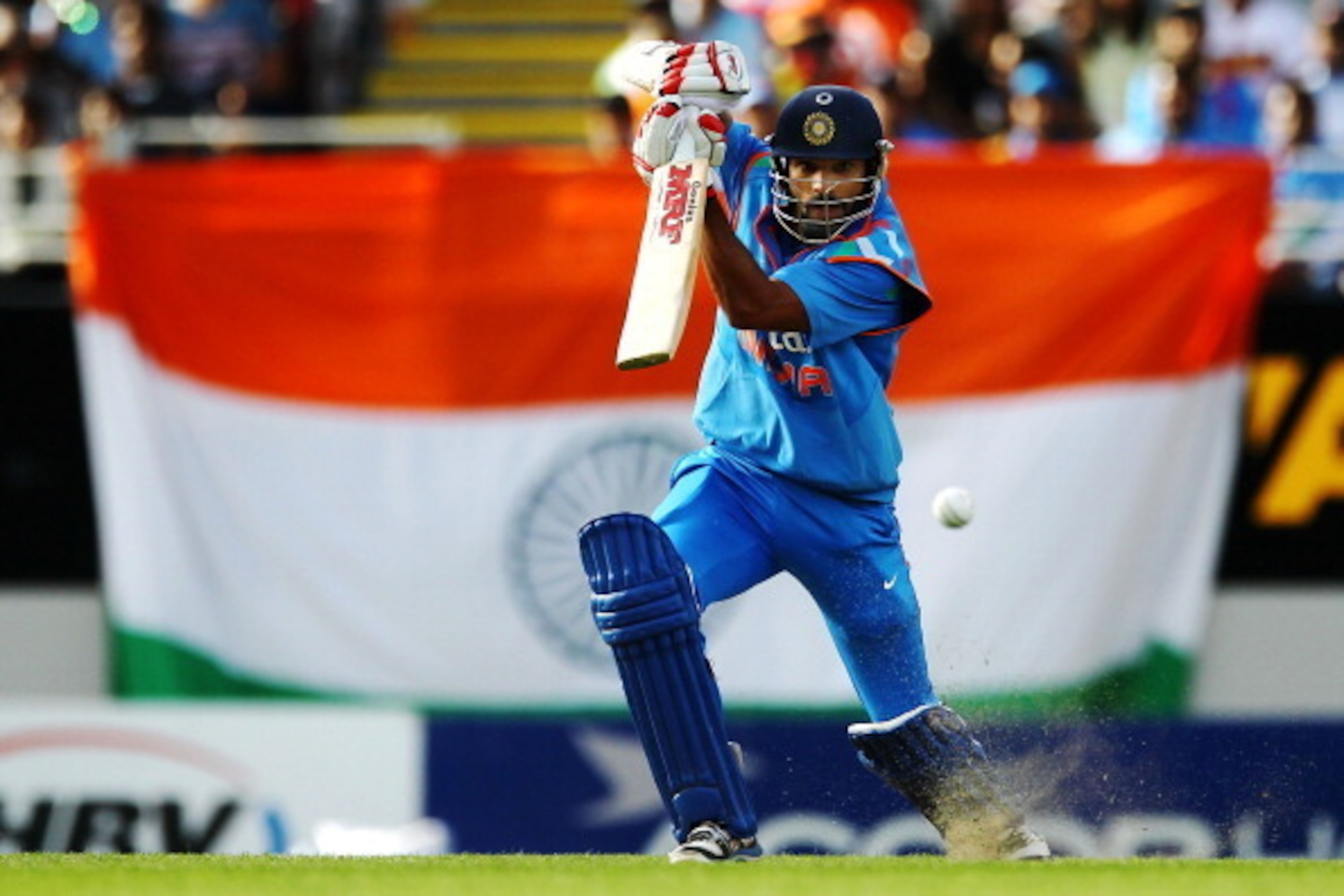 AUCKLAND, NEW ZEALAND - JANUARY 25: Shikhar Dhawan of India bats during the One Day International match between New Zealand and India at Eden Park on January 25, 2014 in Auckland, New Zealand.  (Photo by Anthony Au-Yeung/Getty Images)