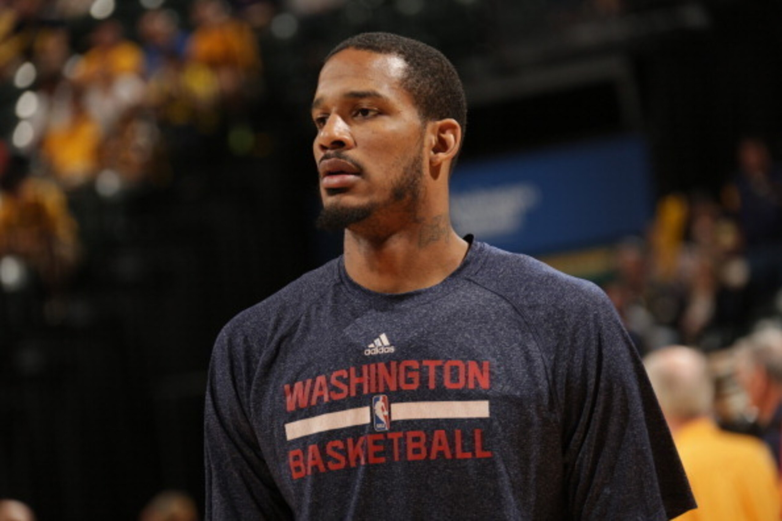INDIANAPOLIS, IND - MAY 13: Trevor Ariza #1 of the Washington Wizards warms up before Game Five of the Eastern Conference Semi-Finals against the Indiana Pacers during the 2014 NBA Plaoffs at Bankers Life Fieldhouse on May 13, 2014 in Indianapolis, Indian
