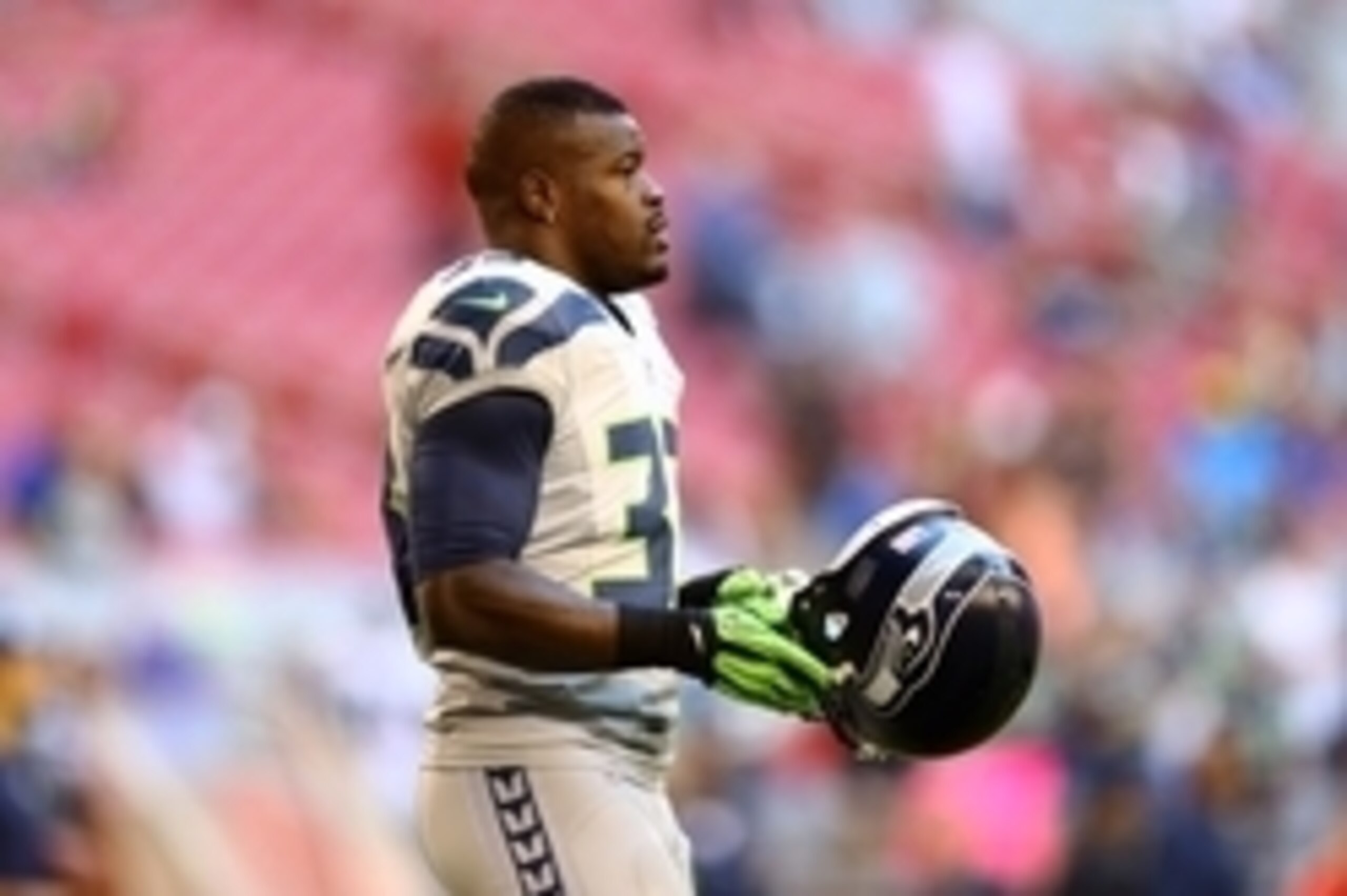 Oct 17, 2013; Phoenix, AZ, USA; Seattle Seahawks running back Christine Michael against the Arizona Cardinals at University of Phoenix Stadium. Mandatory Credit: Mark J. Rebilas-USA TODAY Sports