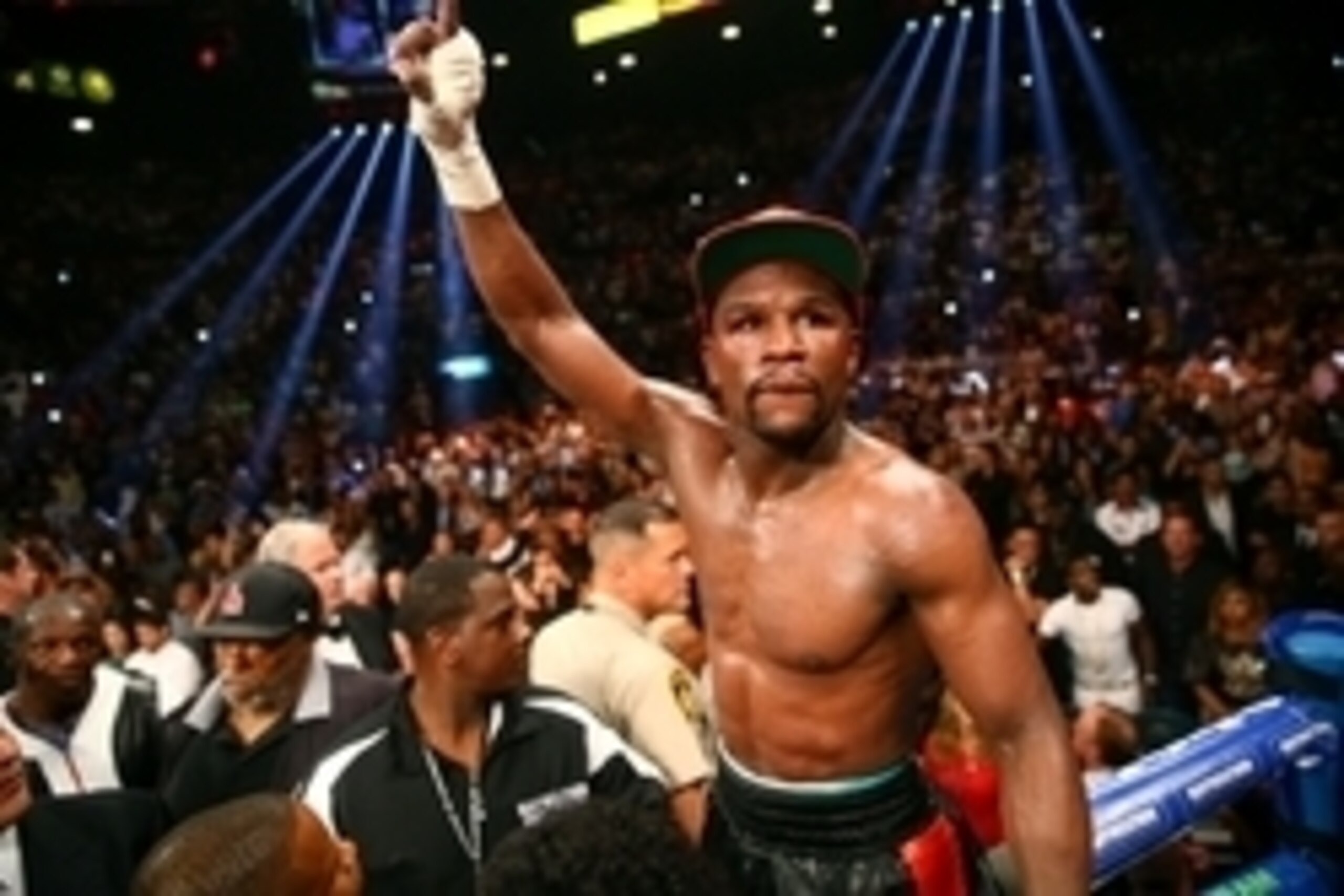 May 3, 2014; Las Vegas, NV, USA; Floyd Mayweather Jr. celebrates after defeating Marcos Maidana (not pictured) during their fight at the MGM Grand. Mandatory Credit: Mark J. Rebilas-USA TODAY Sports