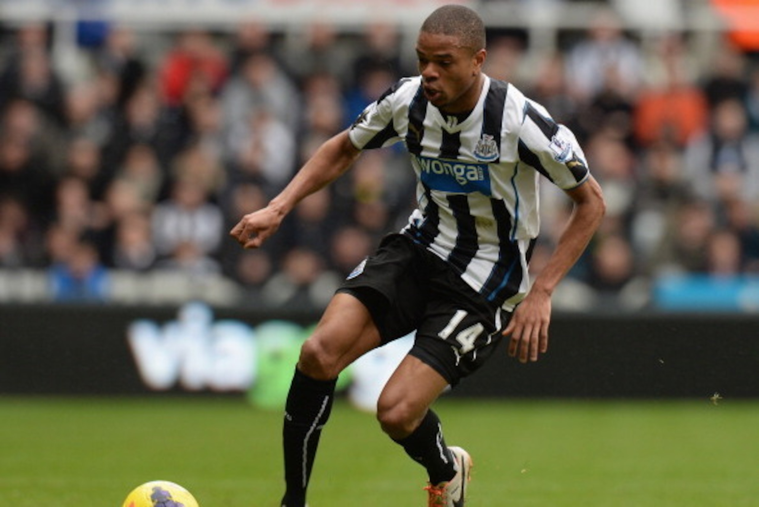 NEWCASTLE UPON TYNE, ENGLAND - FEBRUARY 23:  Loic Remy of Newcastle United  during the Barclays Premier League match between Newcastle United and Aston Villa at St James' Park on February 23, 2014 in Newcastle upon Tyne, England.  (Photo by Tony Marshall/