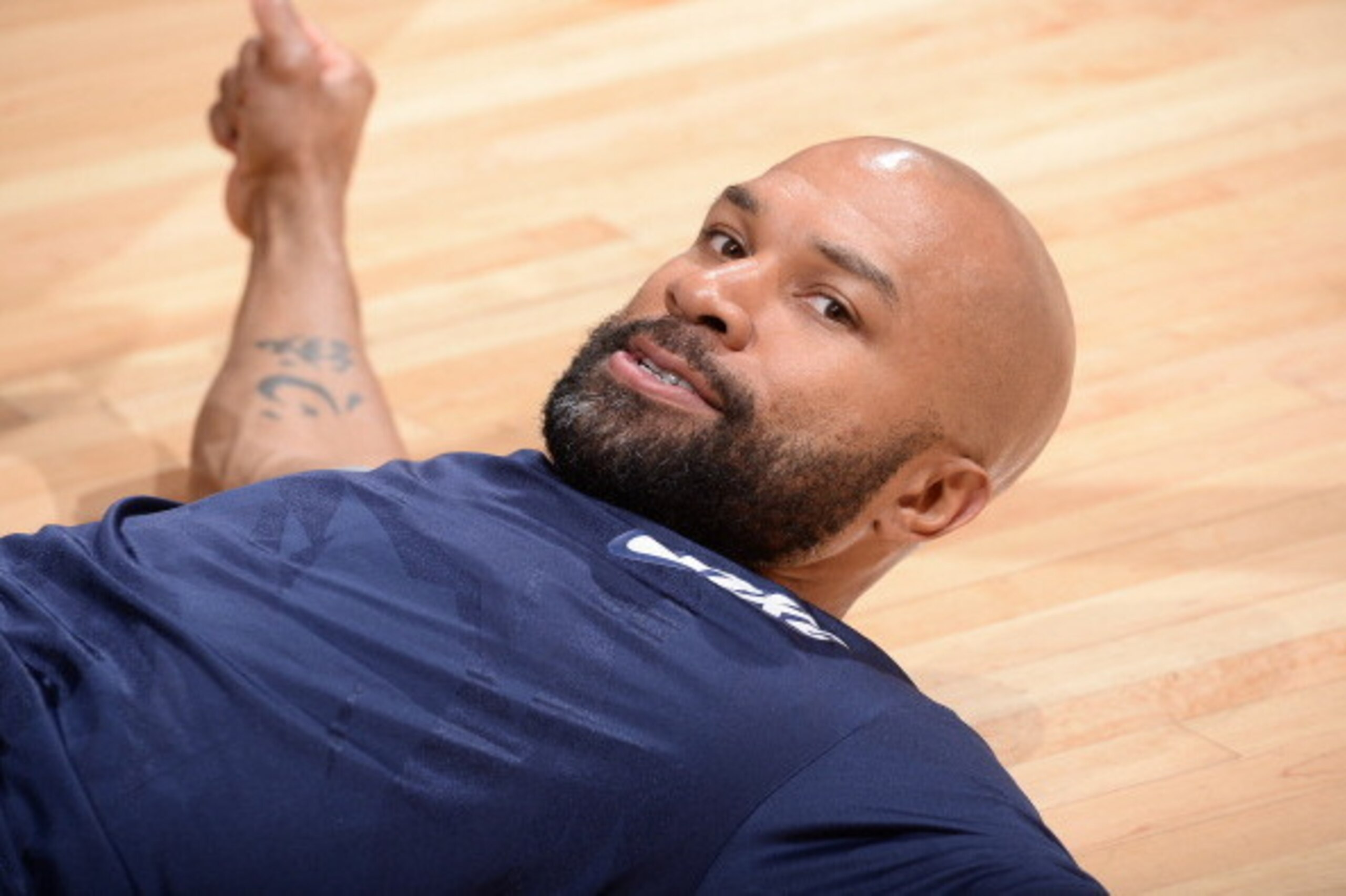 LOS ANGELES, CA - MAY 15:  Derek Fisher #6 of the Oklahoma City Thunder smiles against the Los Angeles Clippers in Game Six of the Western Conference Semifinals during the 2014 NBA Playoffs at Staples Center on May 15, 2014 in Los Angeles, California. NOT