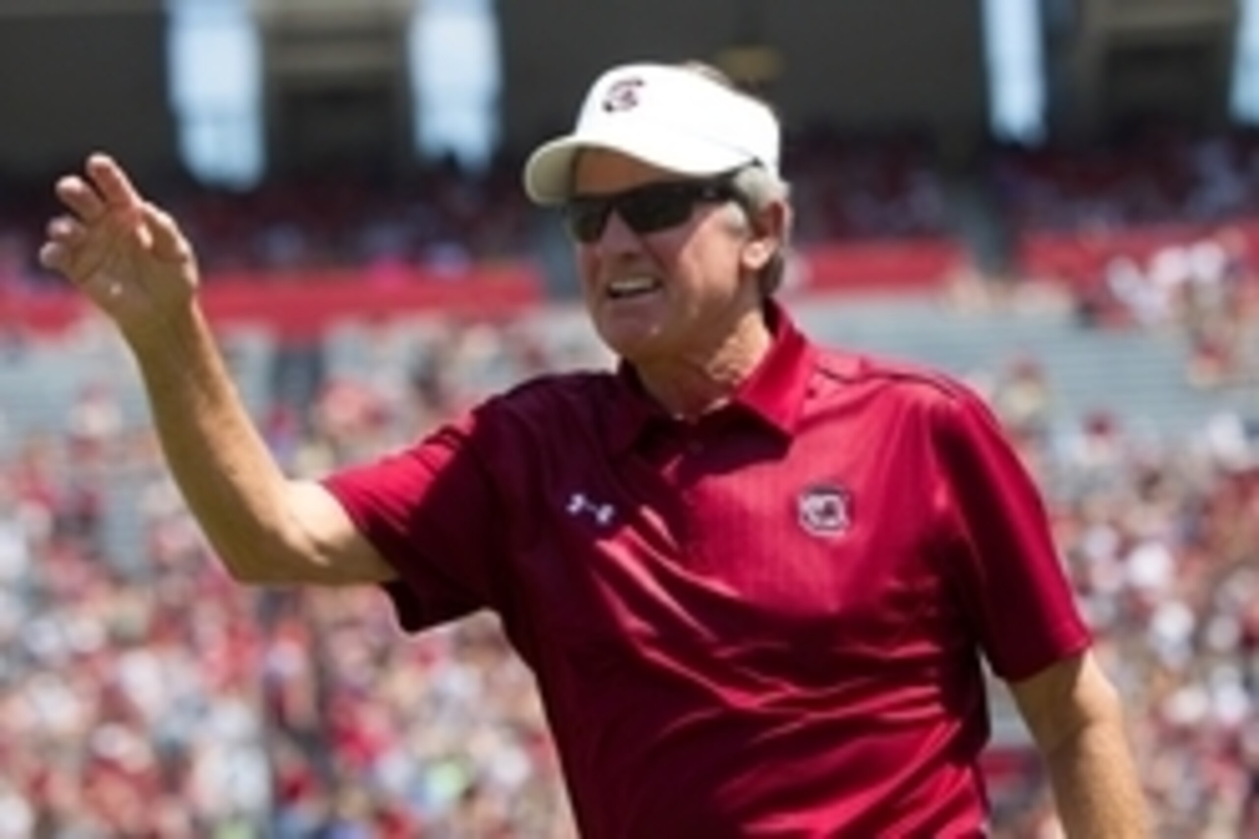 Apr 12, 2014; Columbia, SC, USA; South Carolina Gamecocks head coach Steve Spurrier during half time of the South Carolina spring game at Williams-Brice Stadium. Mandatory Credit: Joshua S. Kelly-USA TODAY Sports