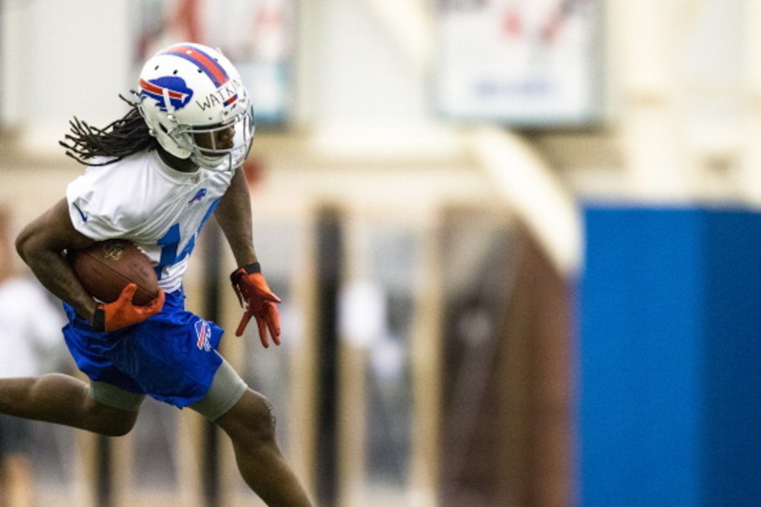 ORCHARD PARK, NY - May 18:  Sammy Watkins #14 of Buffalo Bills runs with a ball during the Buffalo Bills rookie minicamp on May 18, 2014 at Ralph Wilson Stadium in Orchard Park, New York.  (Photo by Brett Carlsen/Getty Images)