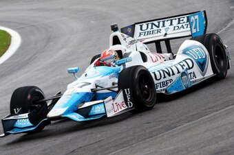 BIRMINGHAM, AL - APRIL 27:  James Hinchcliffe of Canada, drives the #27 Andretti Autosport Dallara Honda during the Honda Indy Car Grand Prix of Alabama at Barber Motorsports Park on April 27, 2014 in Birmingham, Alabama.  (Photo by Nick Laham/Getty Image