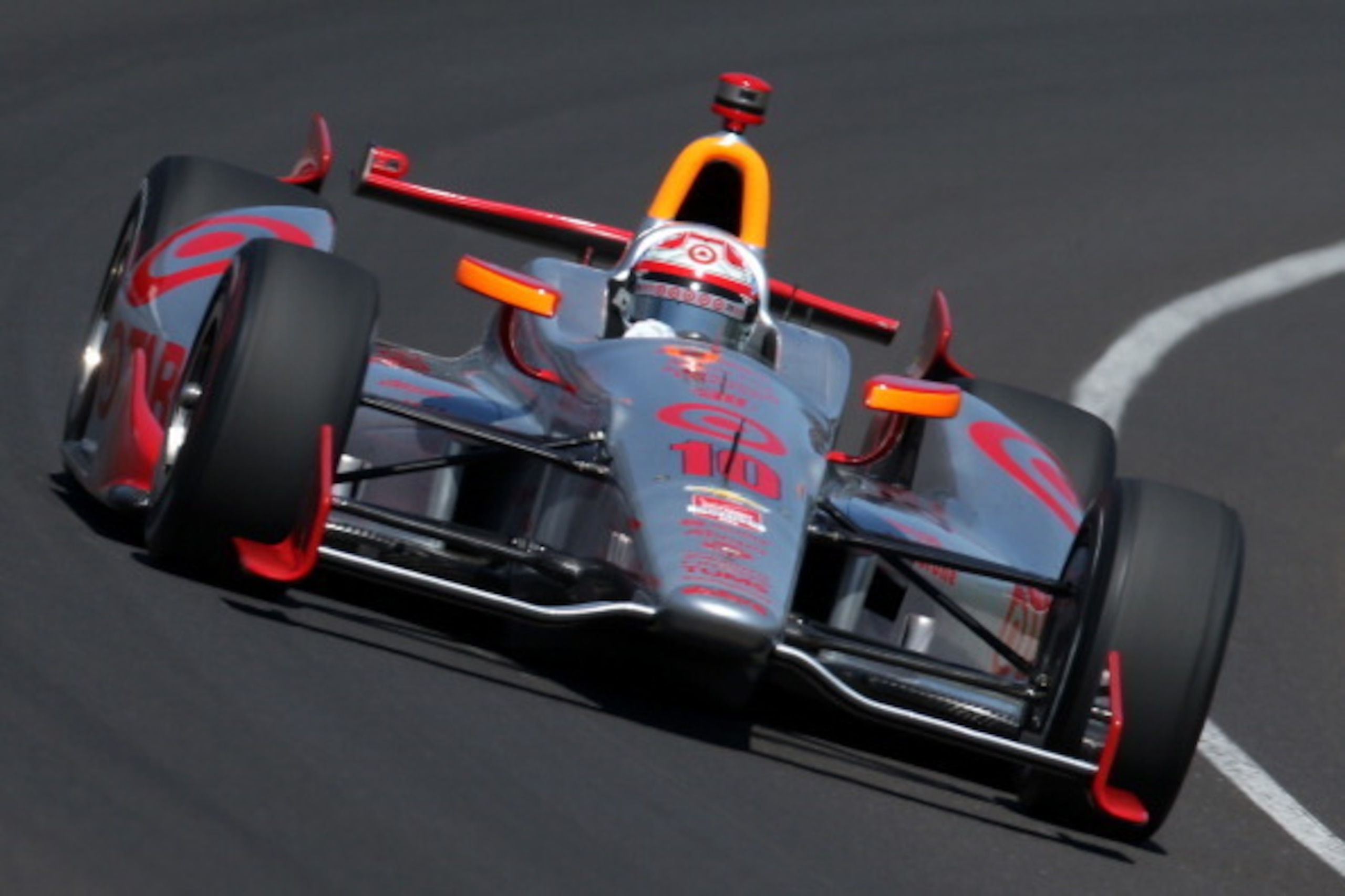 INDIANAPOLIS, IN - MAY 23:  Tony Kanaan of Brazil, driver of the #10 Target Chip Ganassi Racing Chevrolet Dallara, during final practice on Carb Day for the 98th running of the Indianapolis 500 Mile Race on May 23, 2014 at Indianapolis Motor Speedway in I