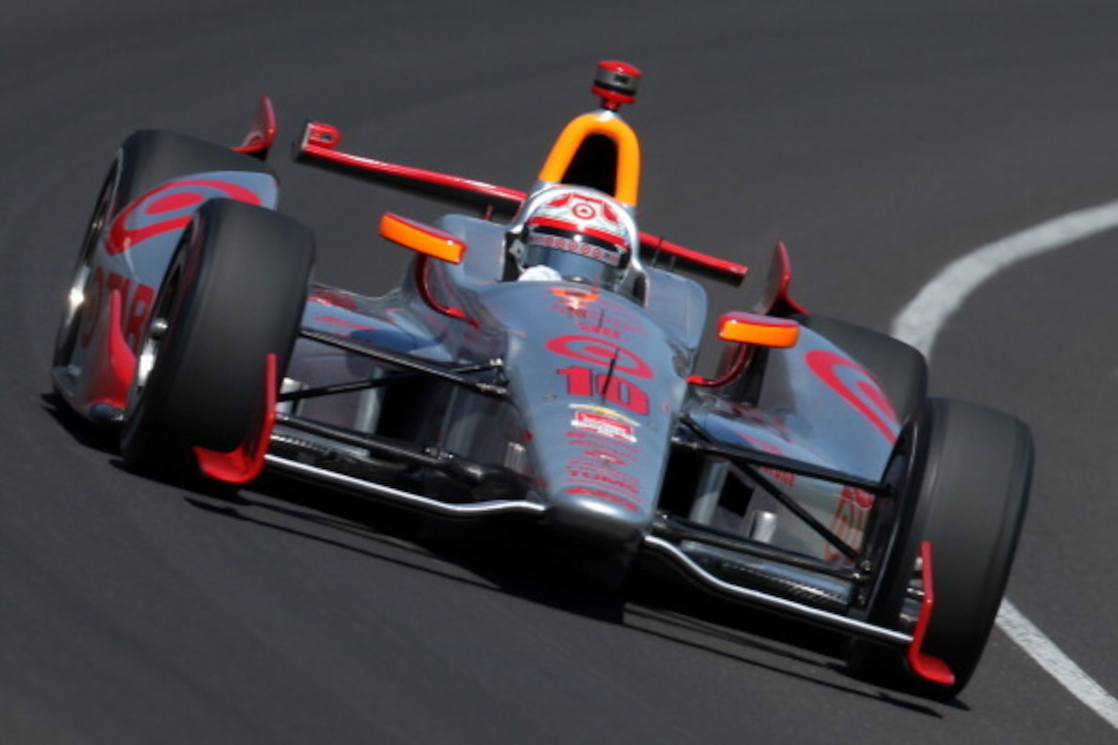 INDIANAPOLIS, IN - MAY 23:  Tony Kanaan of Brazil, driver of the #10 Target Chip Ganassi Racing Chevrolet Dallara, during final practice on Carb Day for the 98th running of the Indianapolis 500 Mile Race on May 23, 2014 at Indianapolis Motor Speedway in I