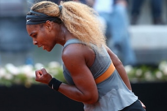 ROME, ITALY - MAY 17:  Serena Williams of USA celebrates defeating Ana Ivanovic of Serbia during day seven of the Internazionali BNL d'Italia tennis 2014 on May 17, 2014 in Rome, Italy.  (Photo by Julian Finney/Getty Images)