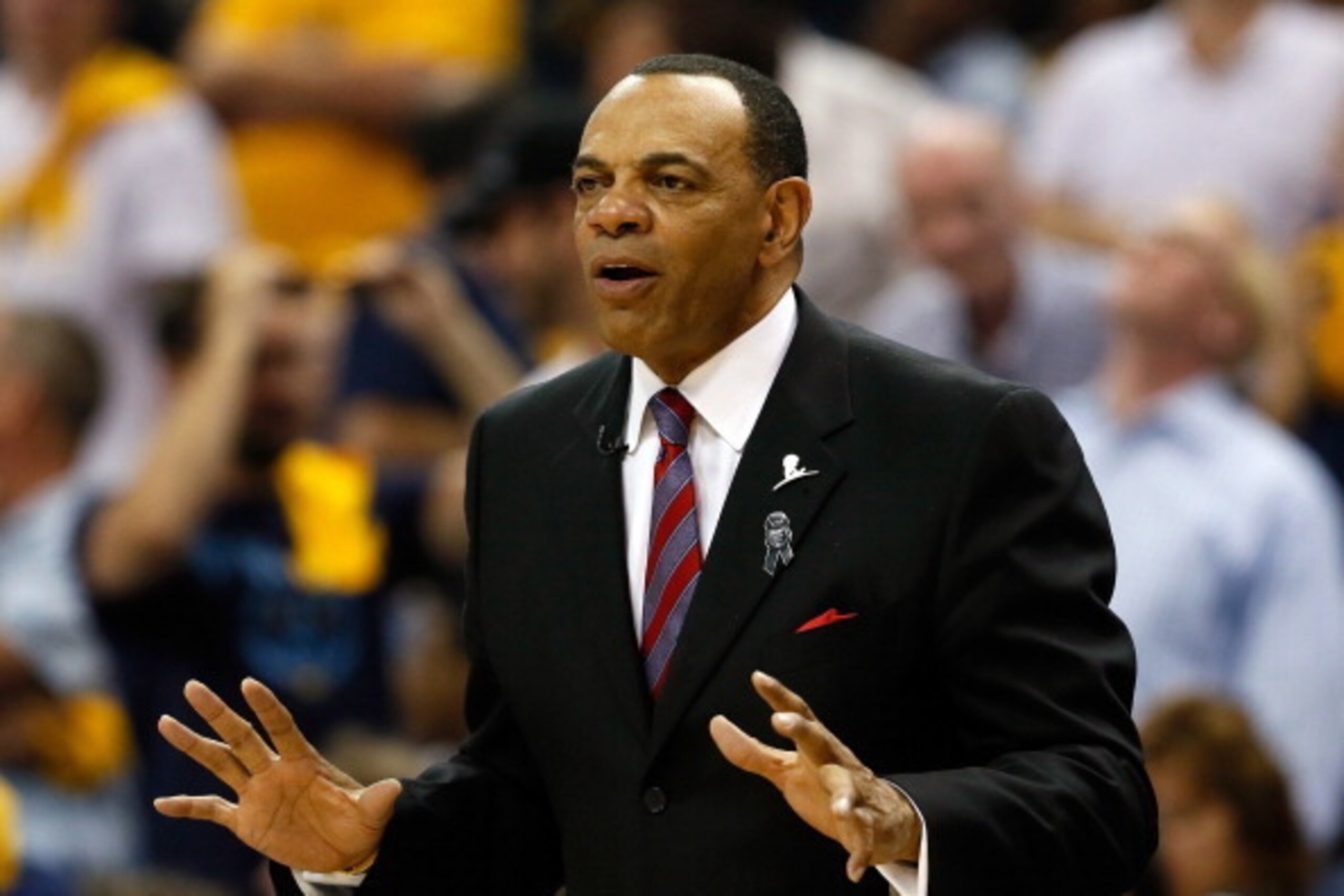 MEMPHIS, TN - MAY 25:  Head coach Lionel Hollins of the Memphis Grizzlies reacts in the second half while taking on the San Antonio Spurs during Game Three of the Western Conference Finals of the 2013 NBA Playoffs at the FedExForum on May 25, 2013 in Memp