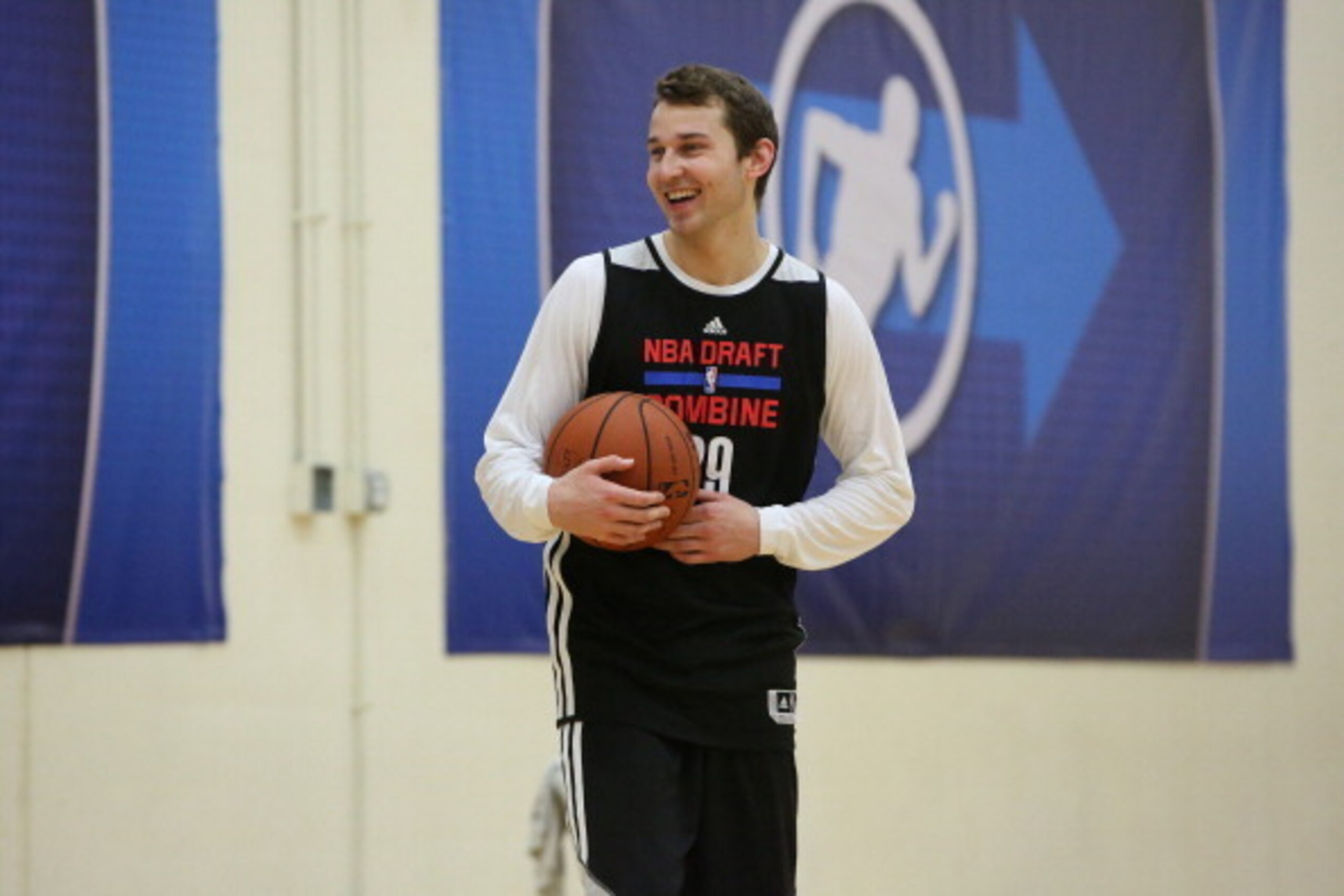 CHICAGO, IL - May 16: Nik Stauskas participates in drills during the 2014 Draft Combine on May 16, 2014 at Quest Multisport in Chicago, Illinois. NOTE TO USER: User expressly acknowledges and agrees that, by downloading and or using this Photograph, use CHICAGO, IL - May 16: Nik Stauskas participates in drills during the 2014 Draft Combine on May 16, 2014 at Quest Multisport in Chicago, Illinois. NOTE TO USER: User expressly acknowledges and agrees that, by downloading and or using this Photograph, use